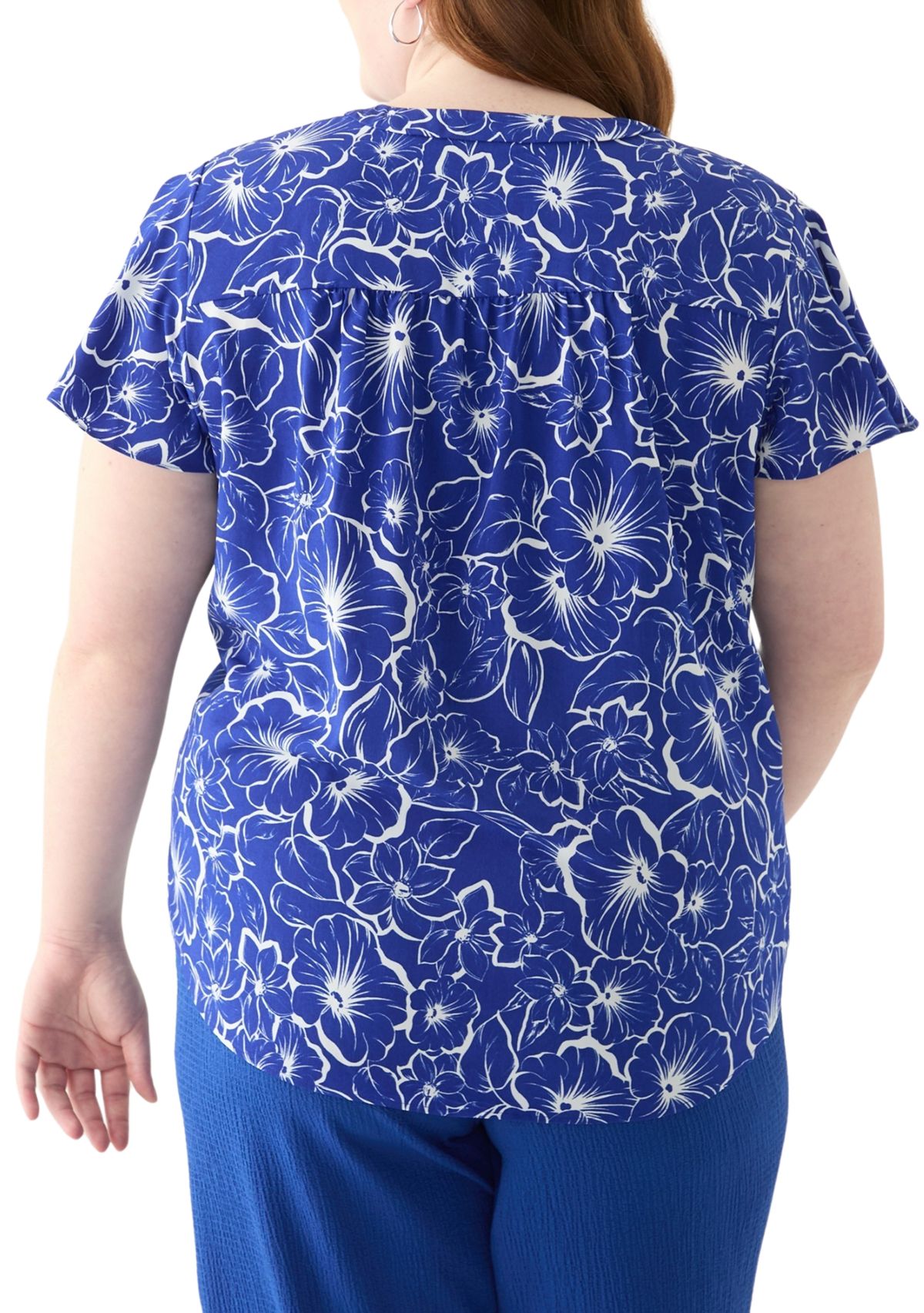 Plus Size Flutter Sleeve Blouse