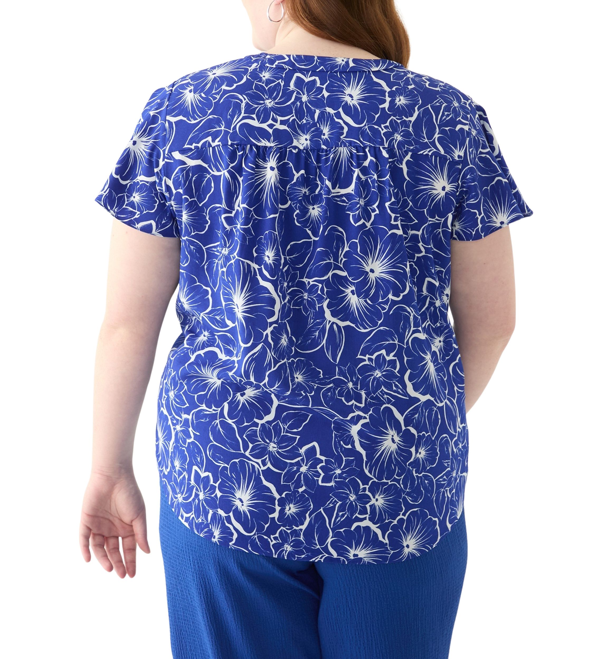 Plus Size Flutter Sleeve Blouse