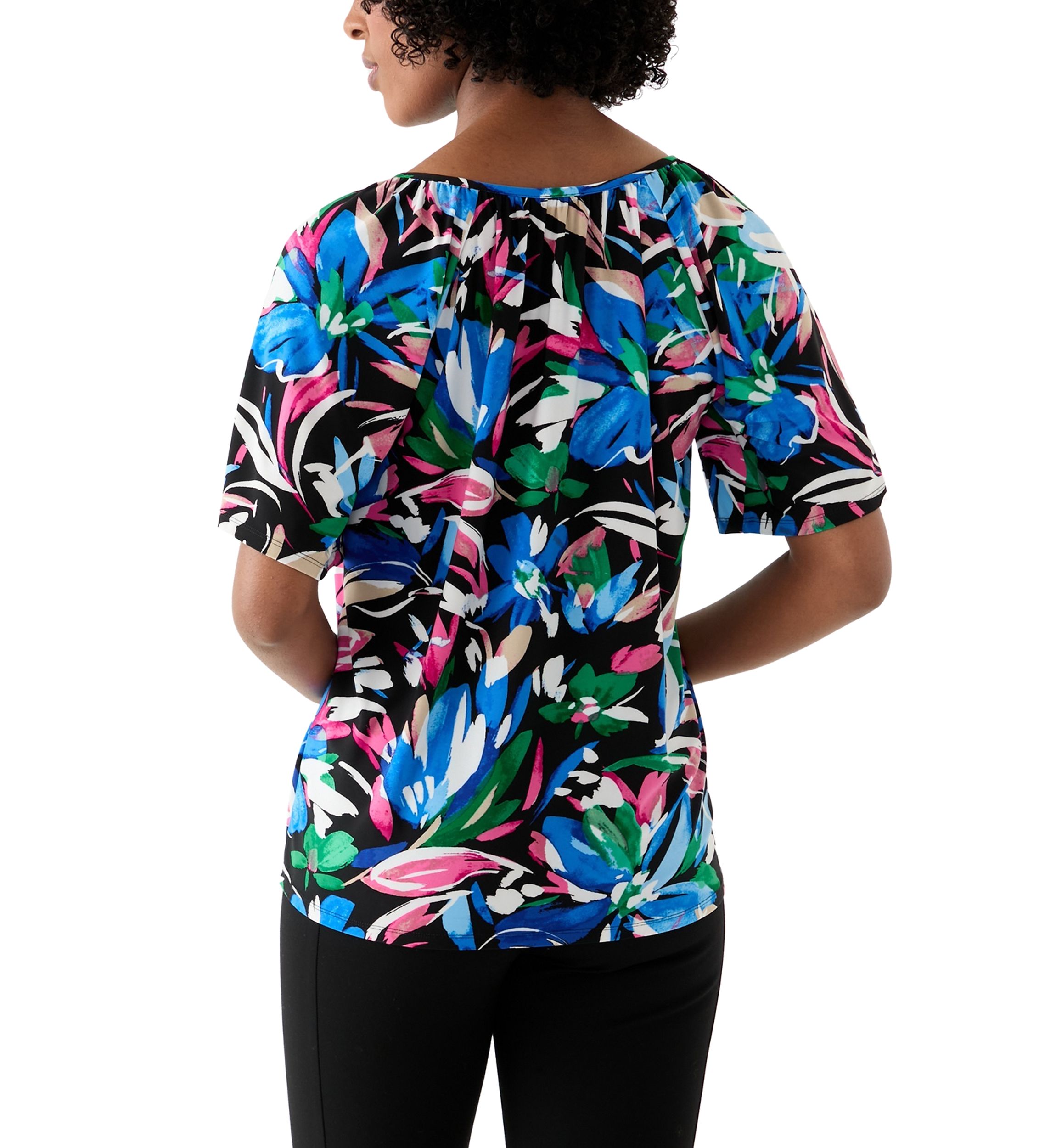 Womens Printed Keyole Neck Blouse