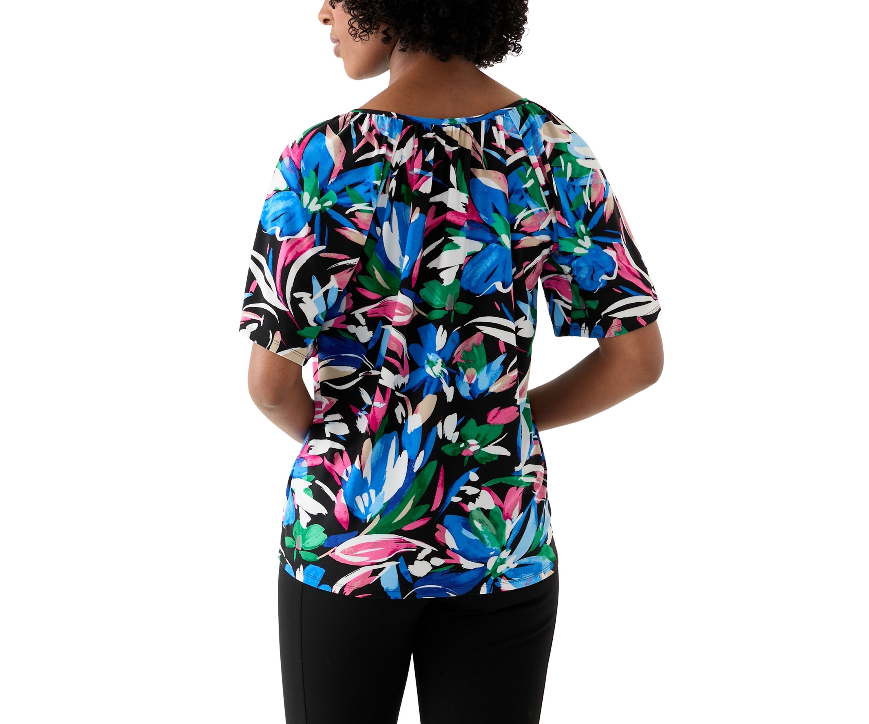 Womens Printed Keyole Neck Blouse