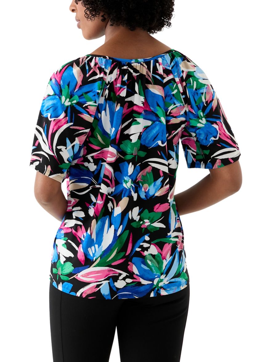 Womens Printed Keyole Neck Blouse