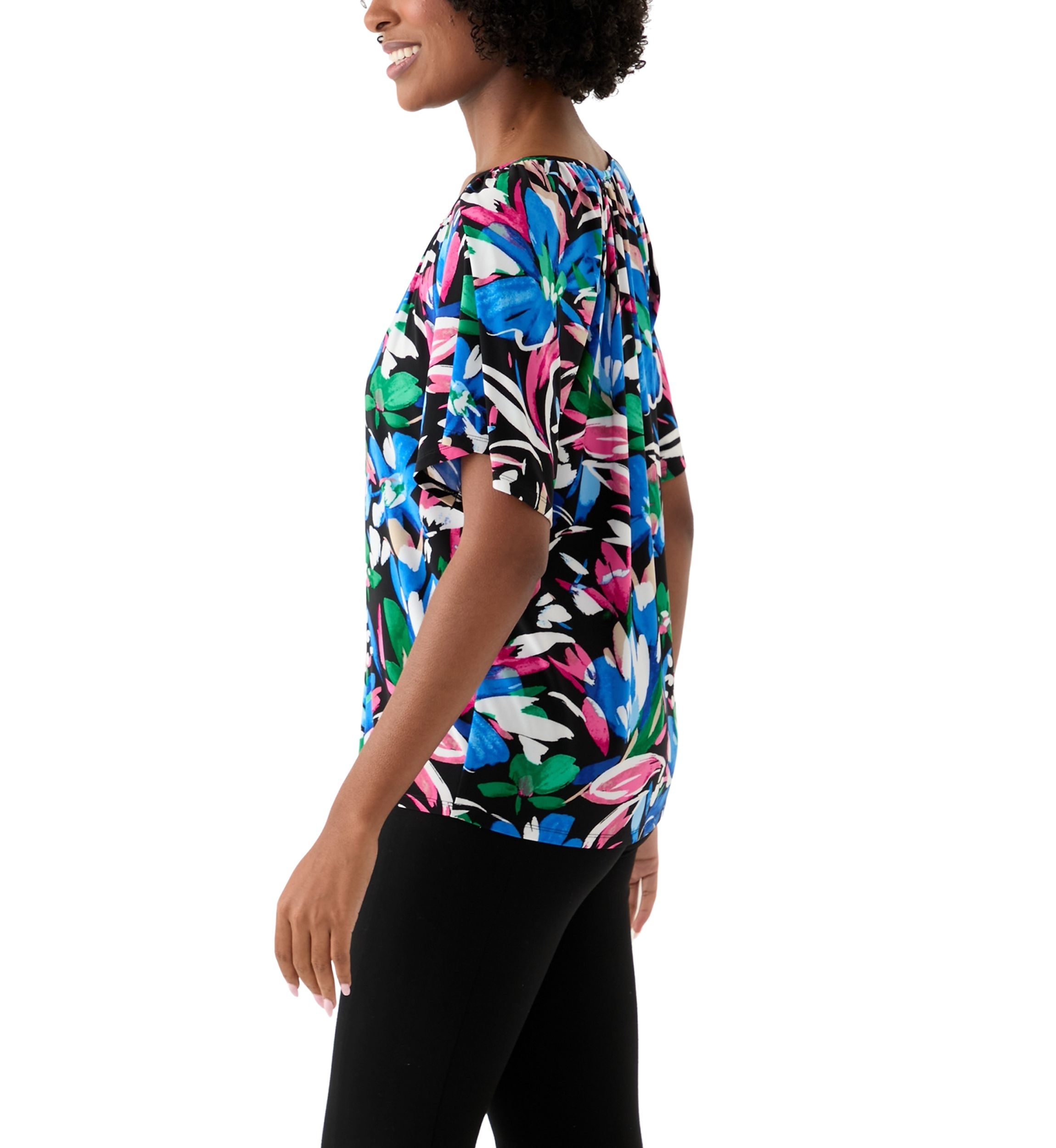 Womens Printed Keyole Neck Blouse