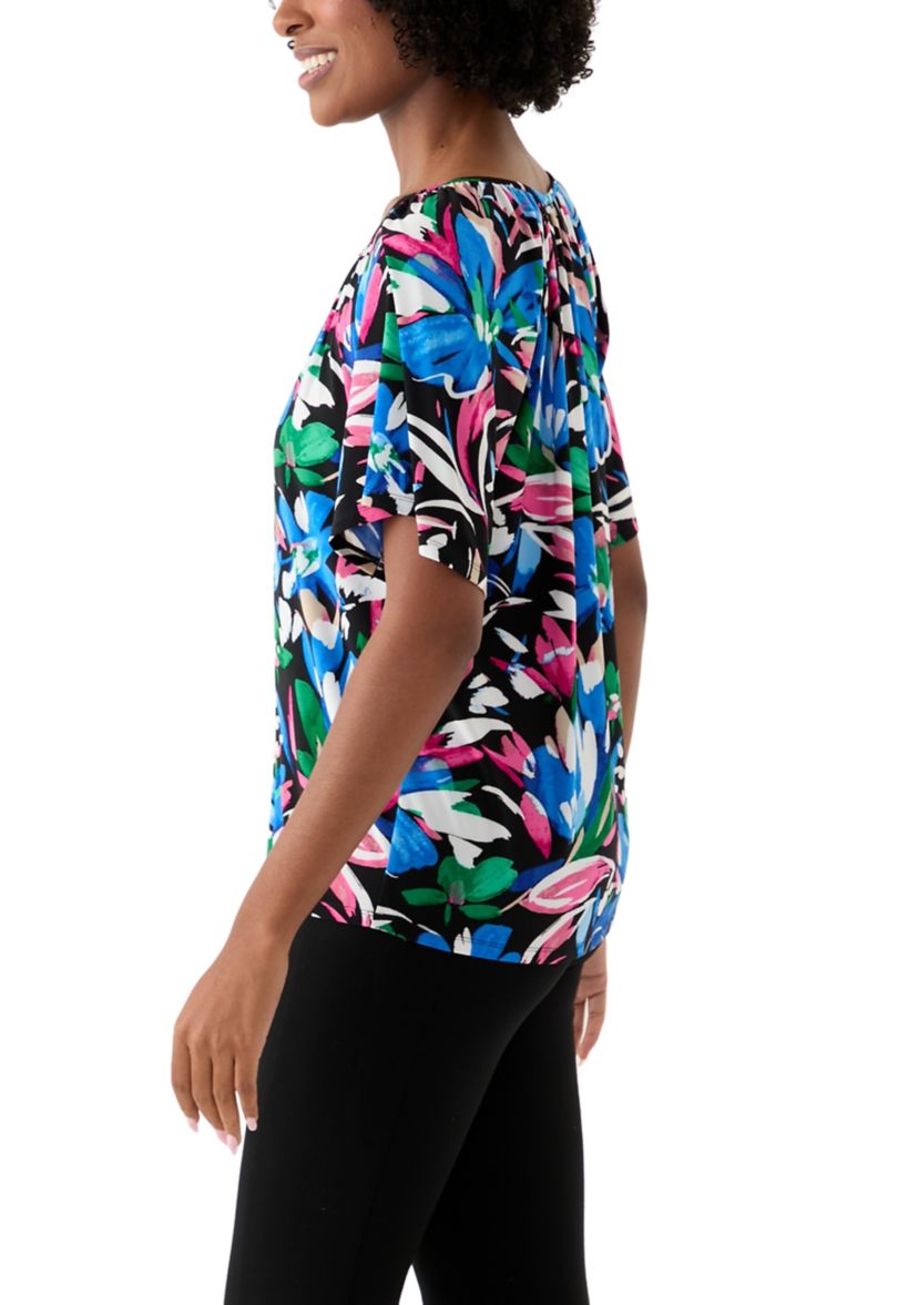 Womens Printed Keyole Neck Blouse