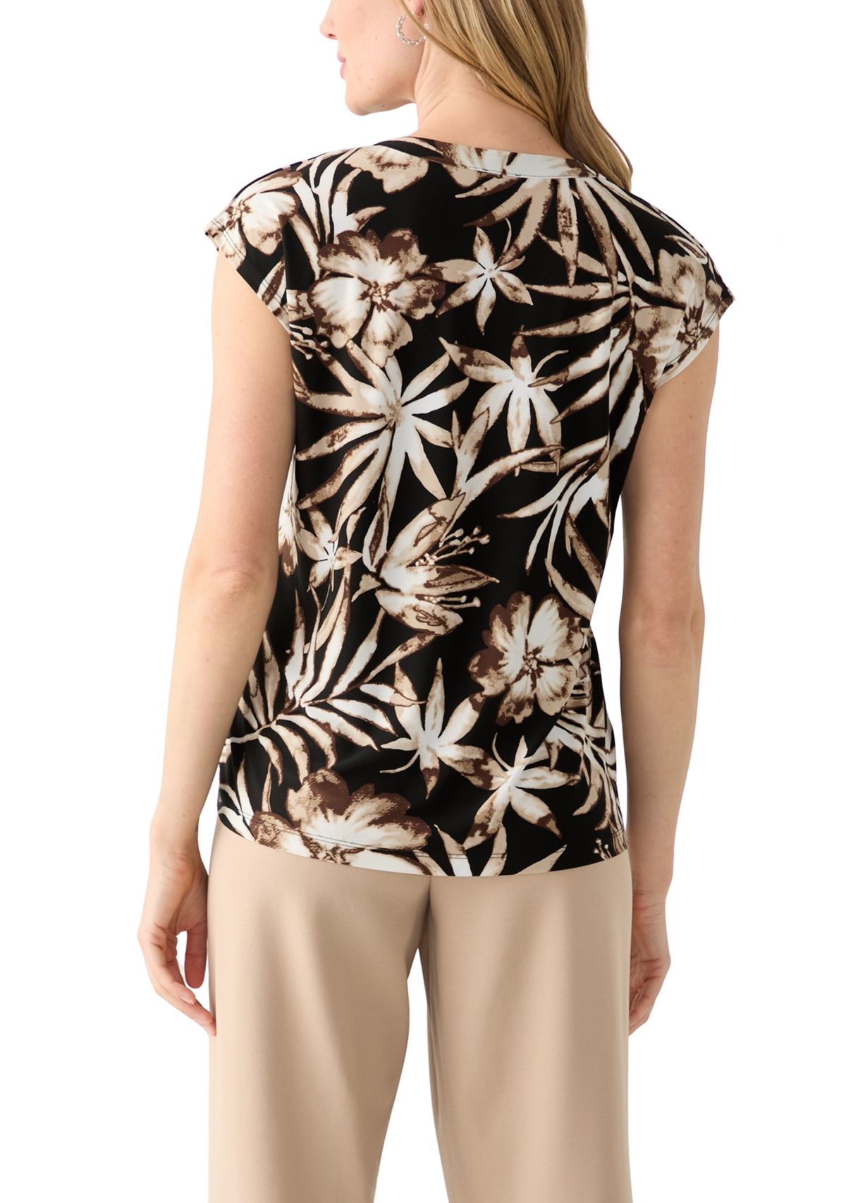 Petite Short Sleeve 2 Button Dolman Knit Blouse