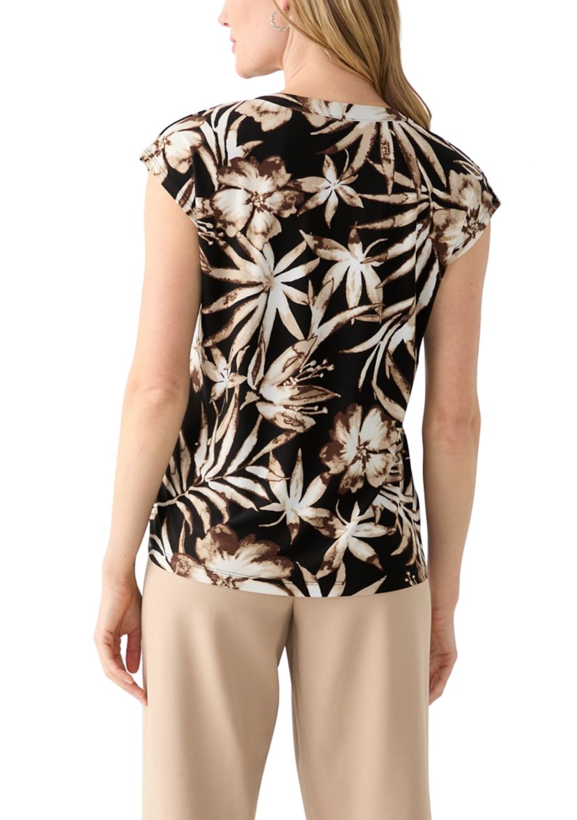 Petite Short Sleeve 2 Button Dolman Knit Blouse