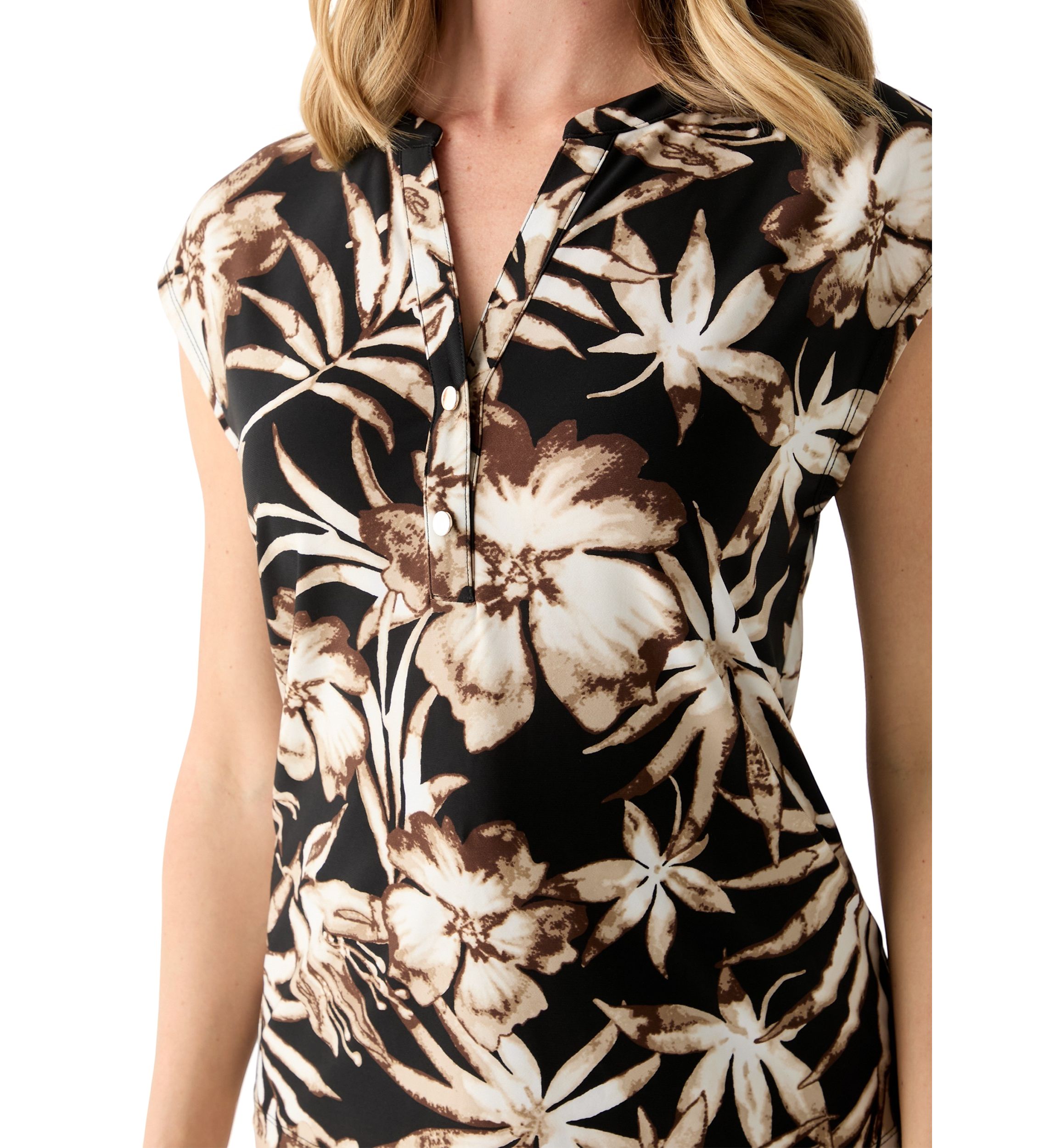 Petite Short Sleeve 2 Button Dolman Knit Blouse