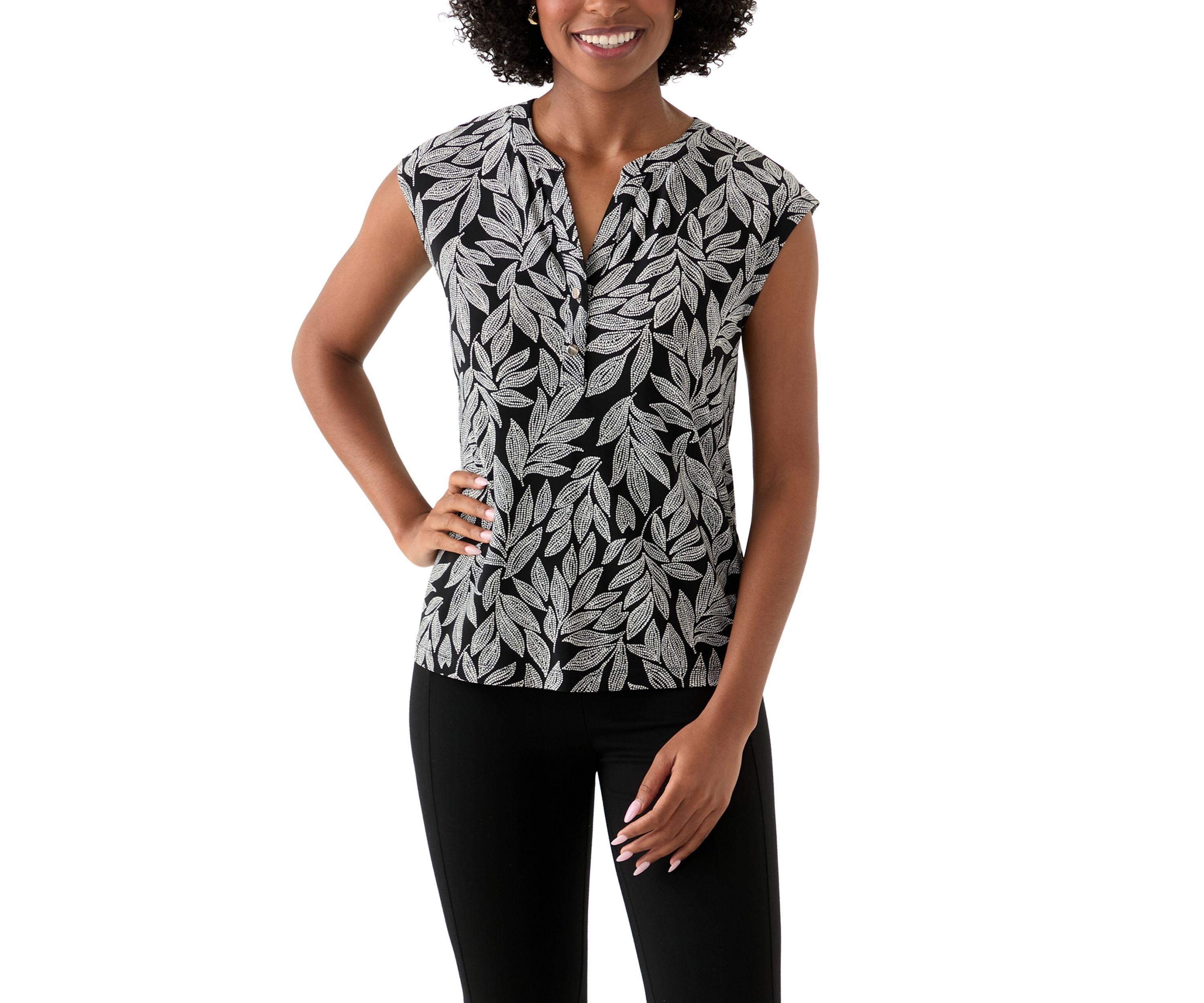 Womens Printed Button Down Top