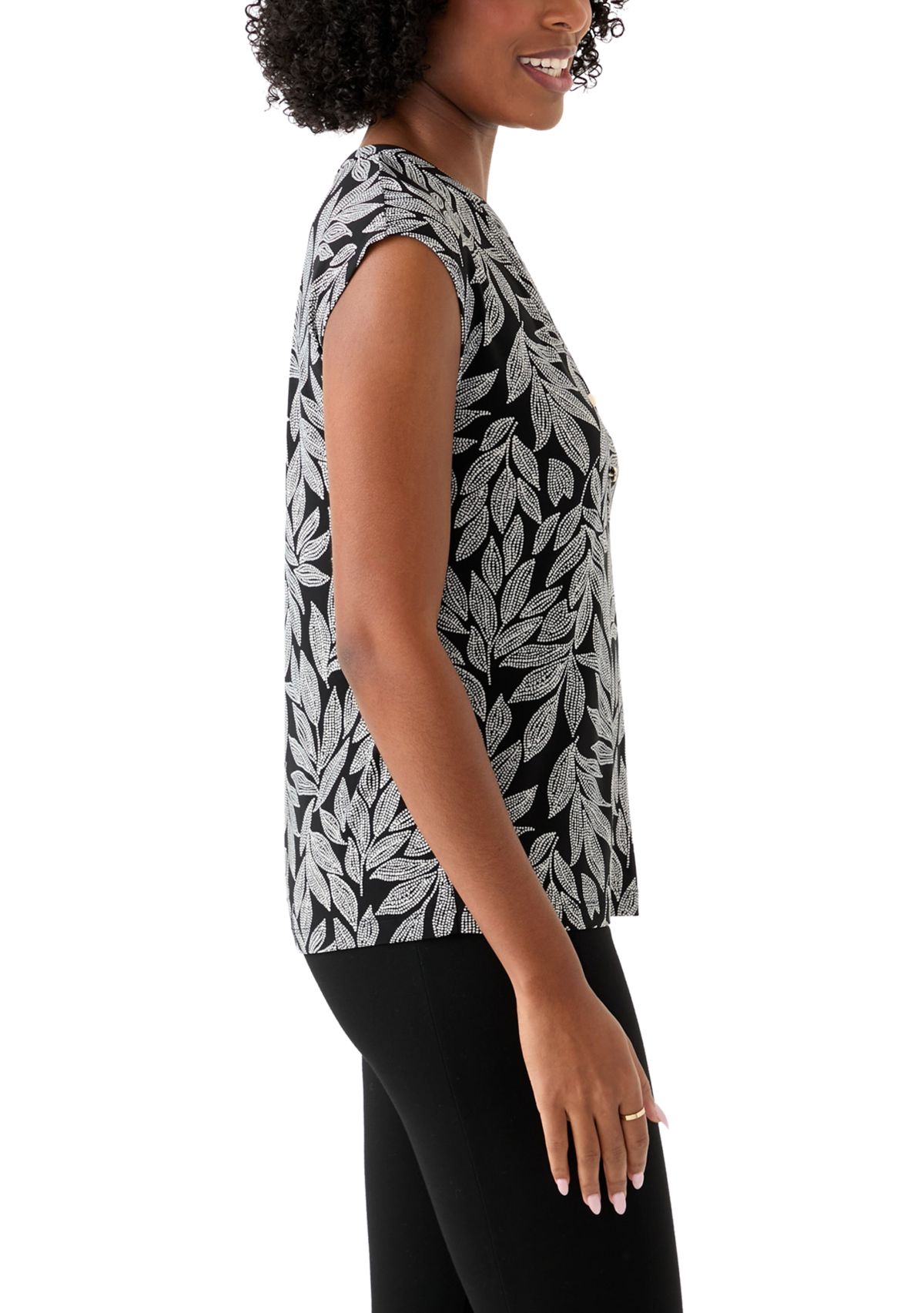 Womens Printed Button Down Top