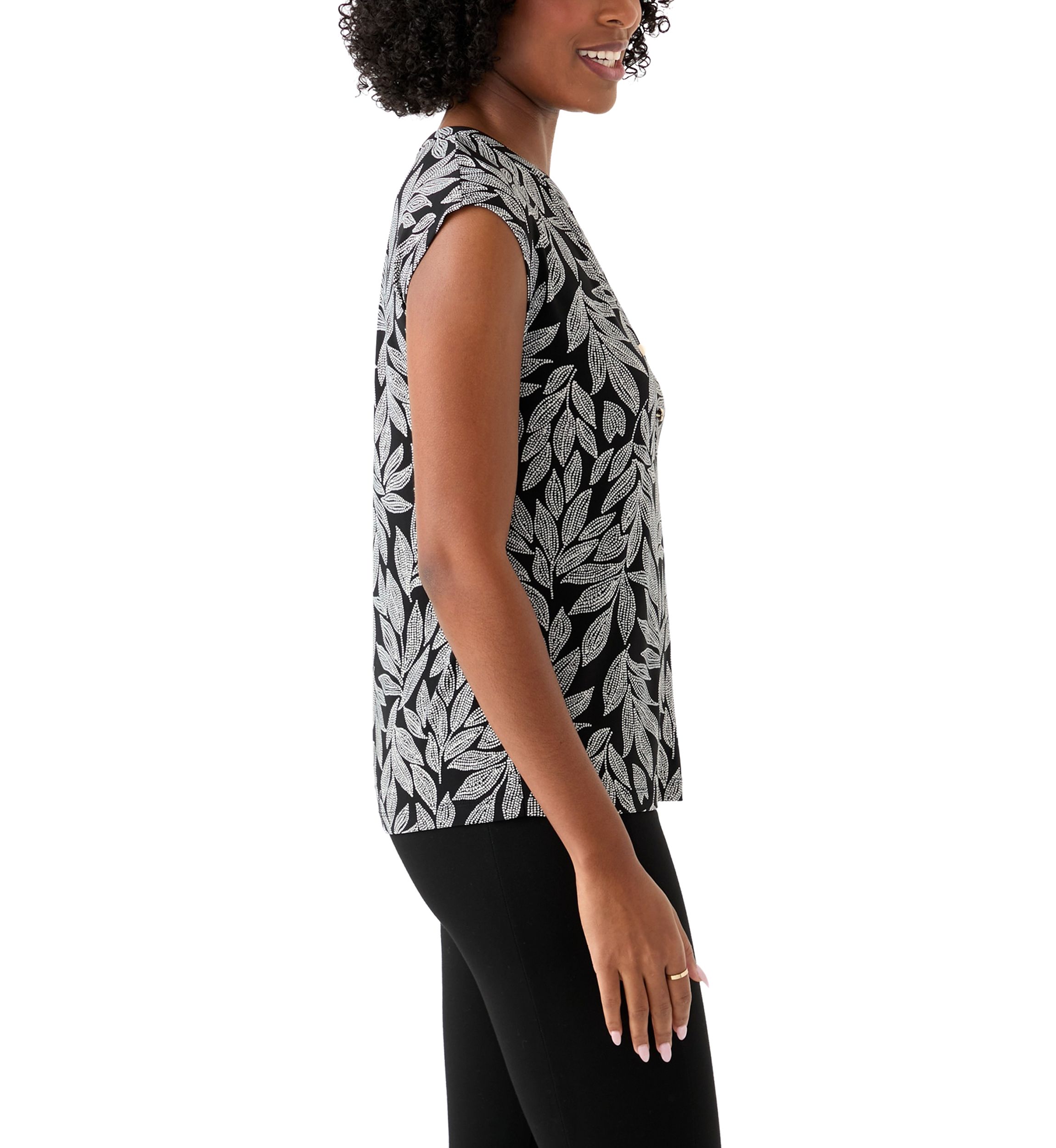 Womens Printed Button Down Top
