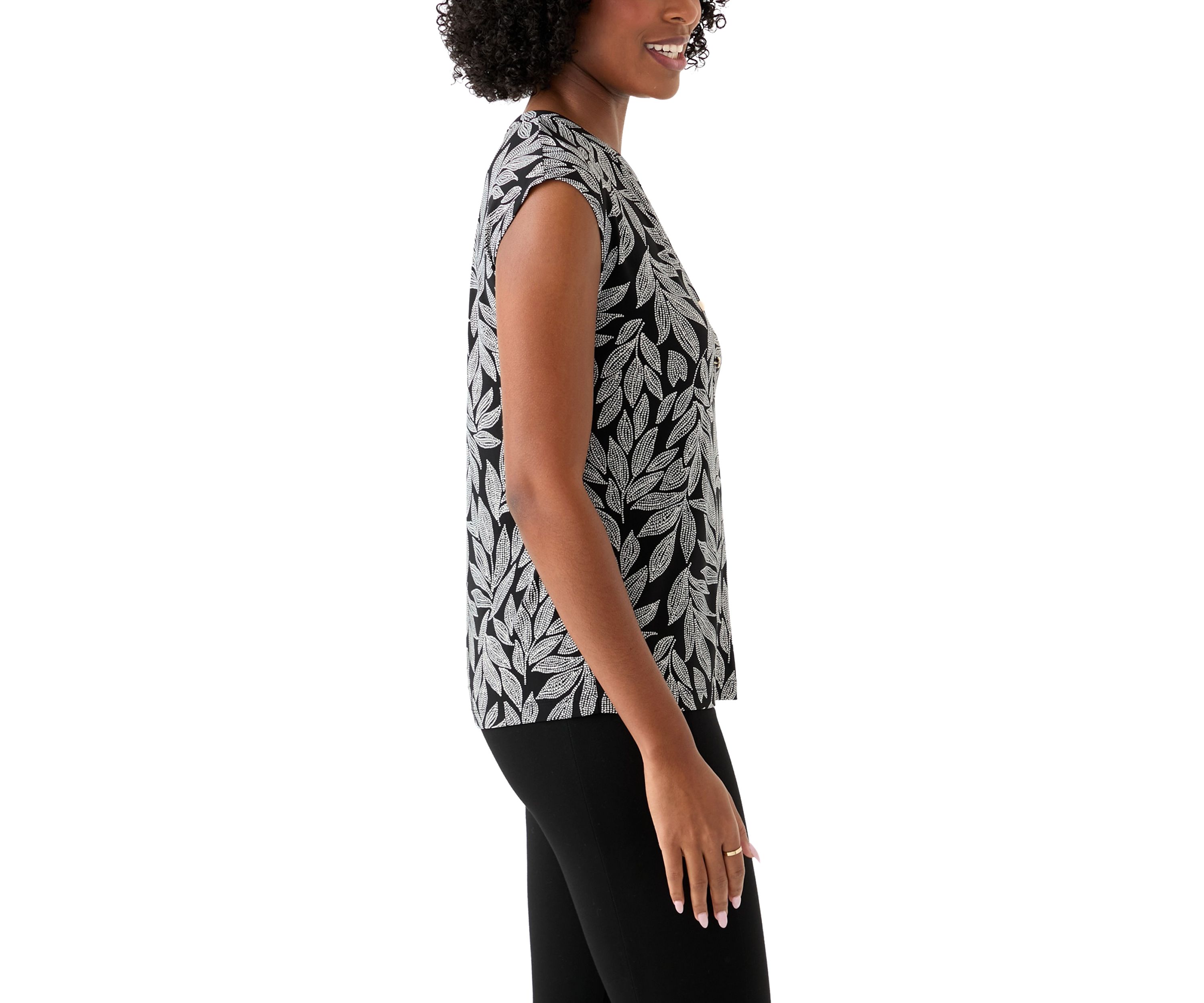 Womens Printed Button Down Top