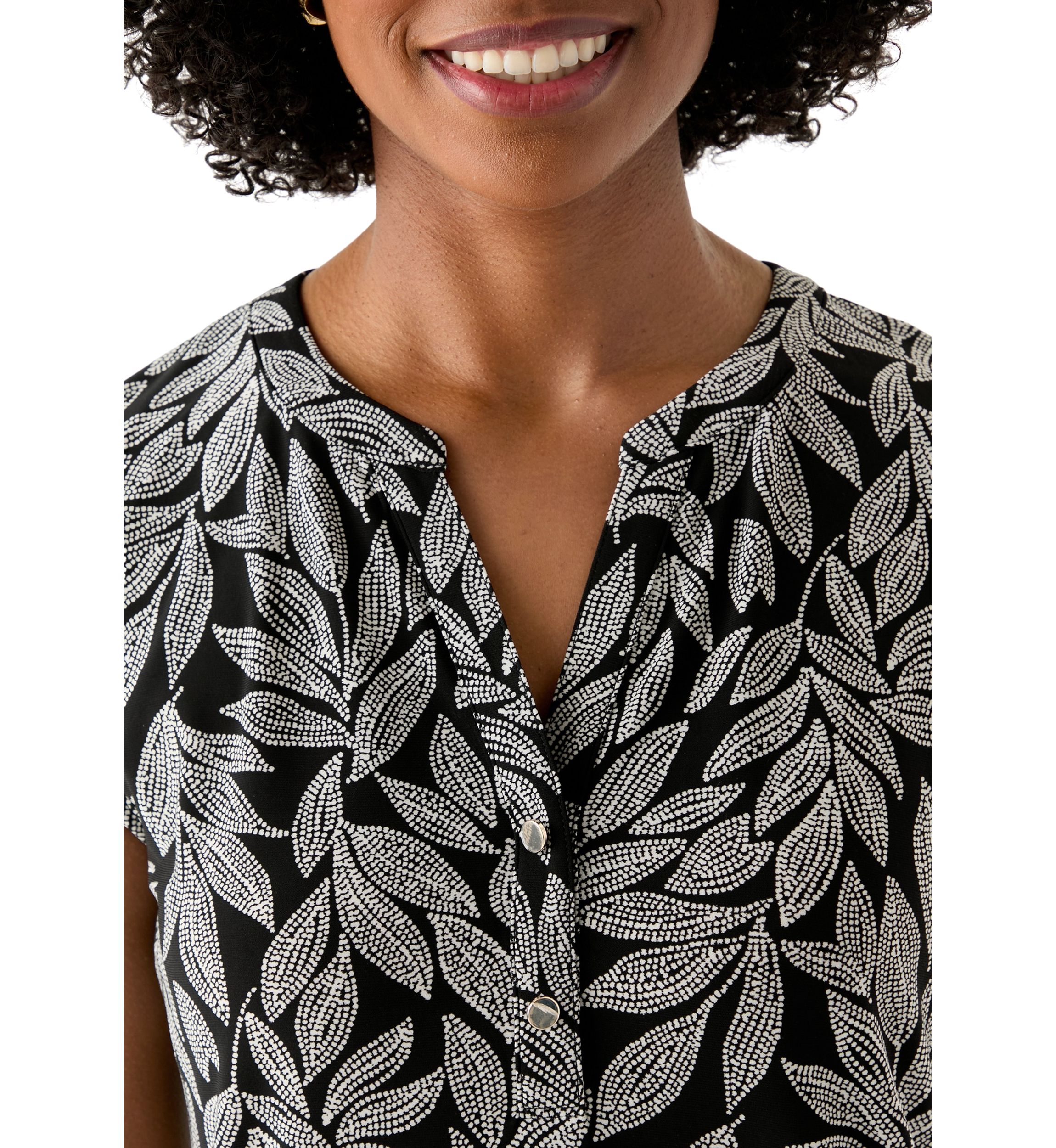 Womens Printed Button Down Top