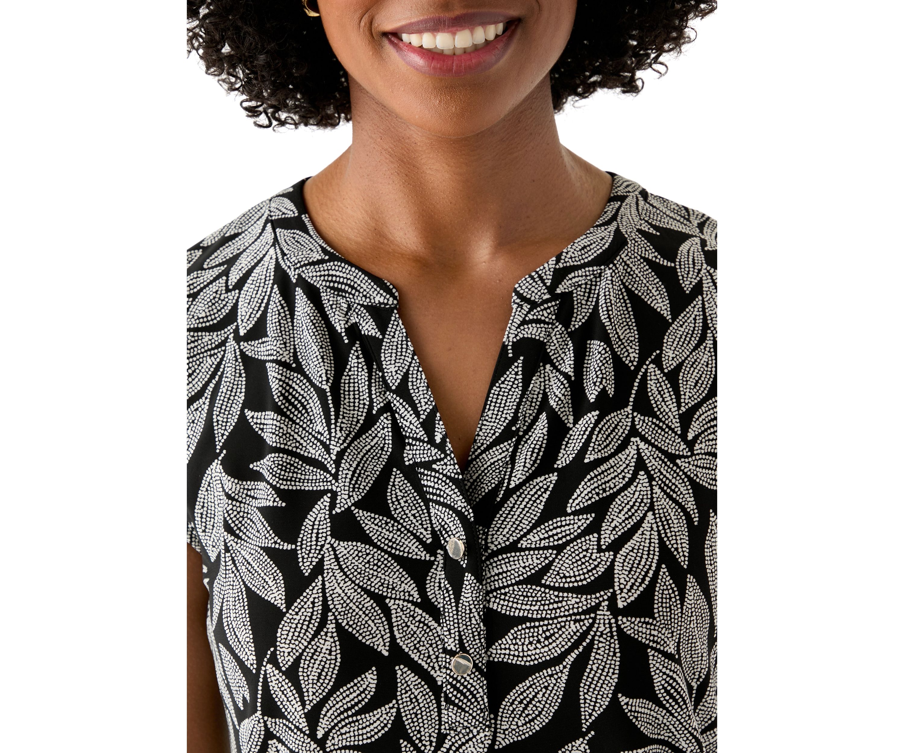 Womens Printed Button Down Top