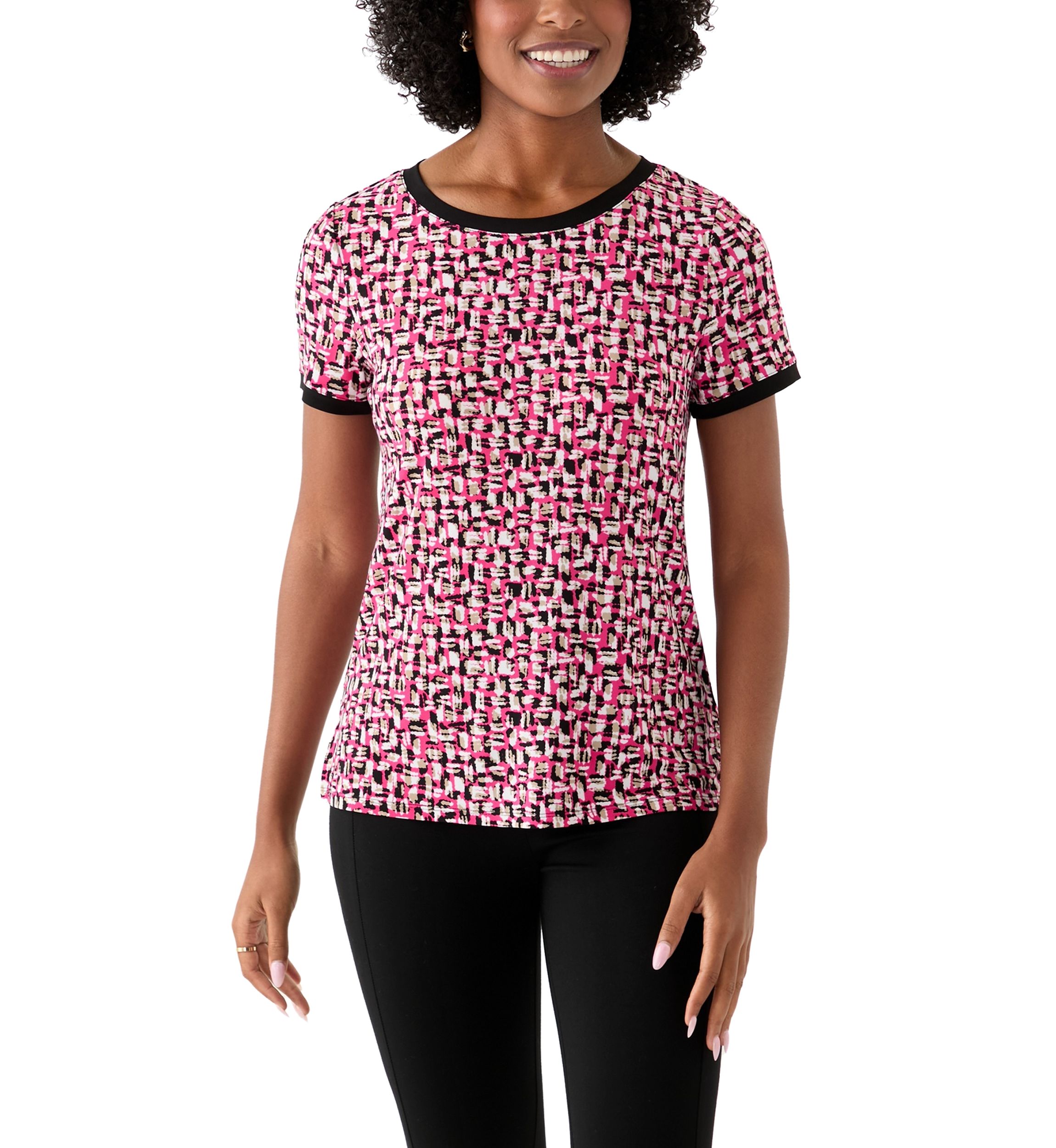 Womens Printed Button Back Top