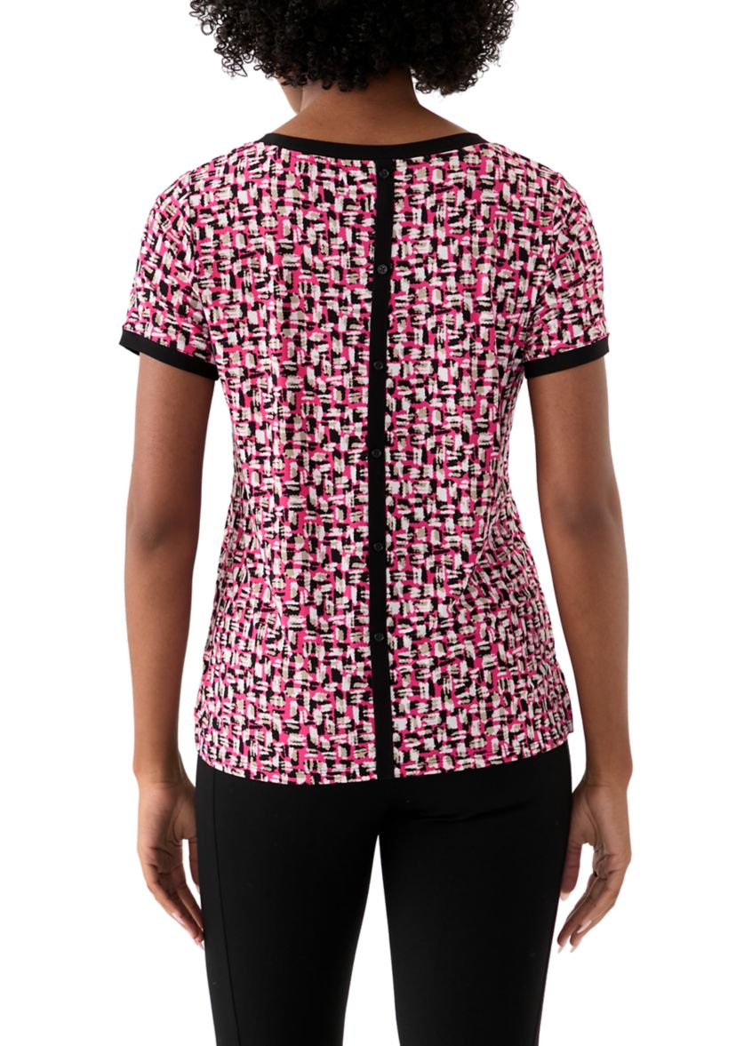 Womens Printed Button Back Top