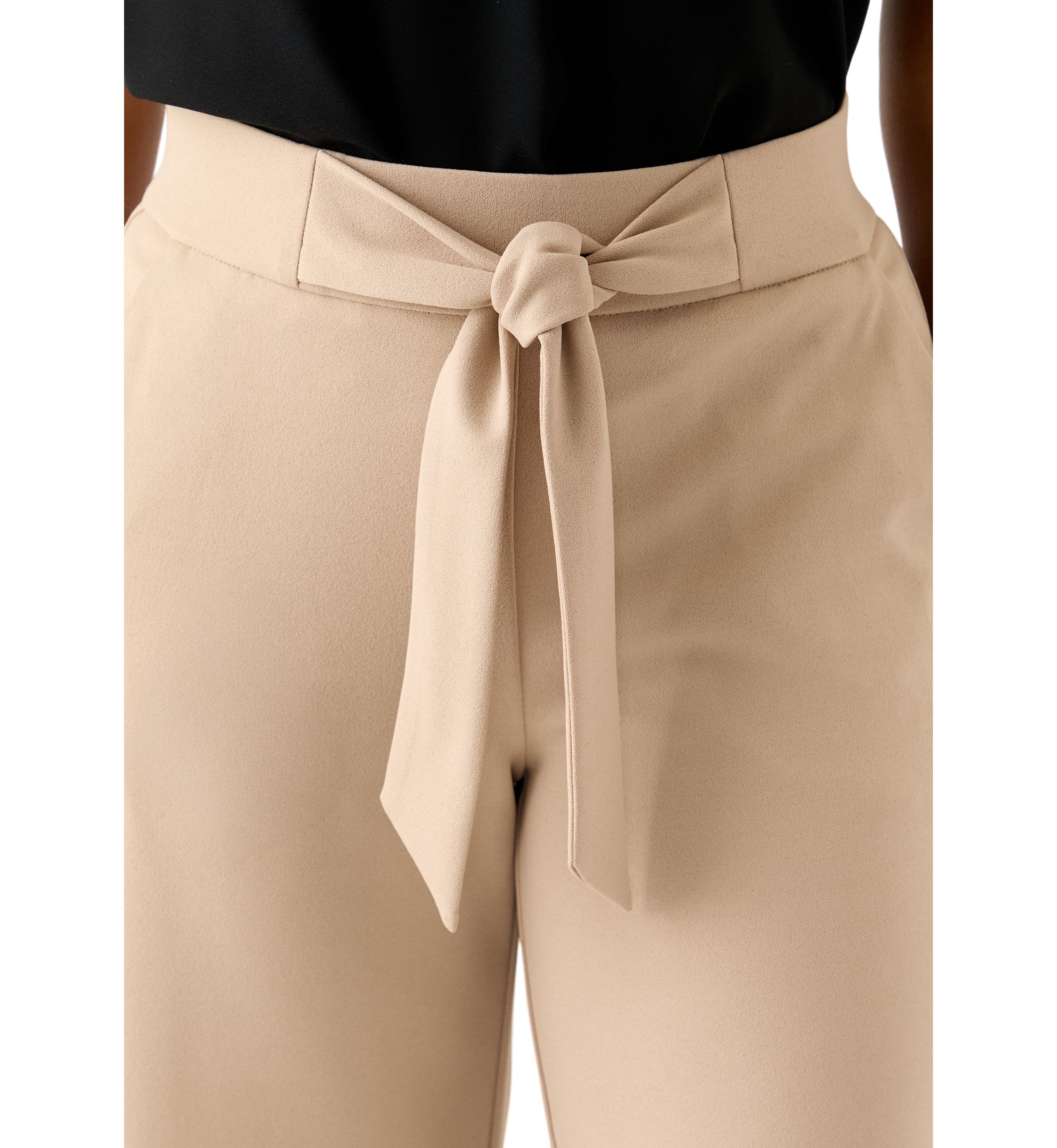 Womens Pull On Tie Front Wide Leg Pants