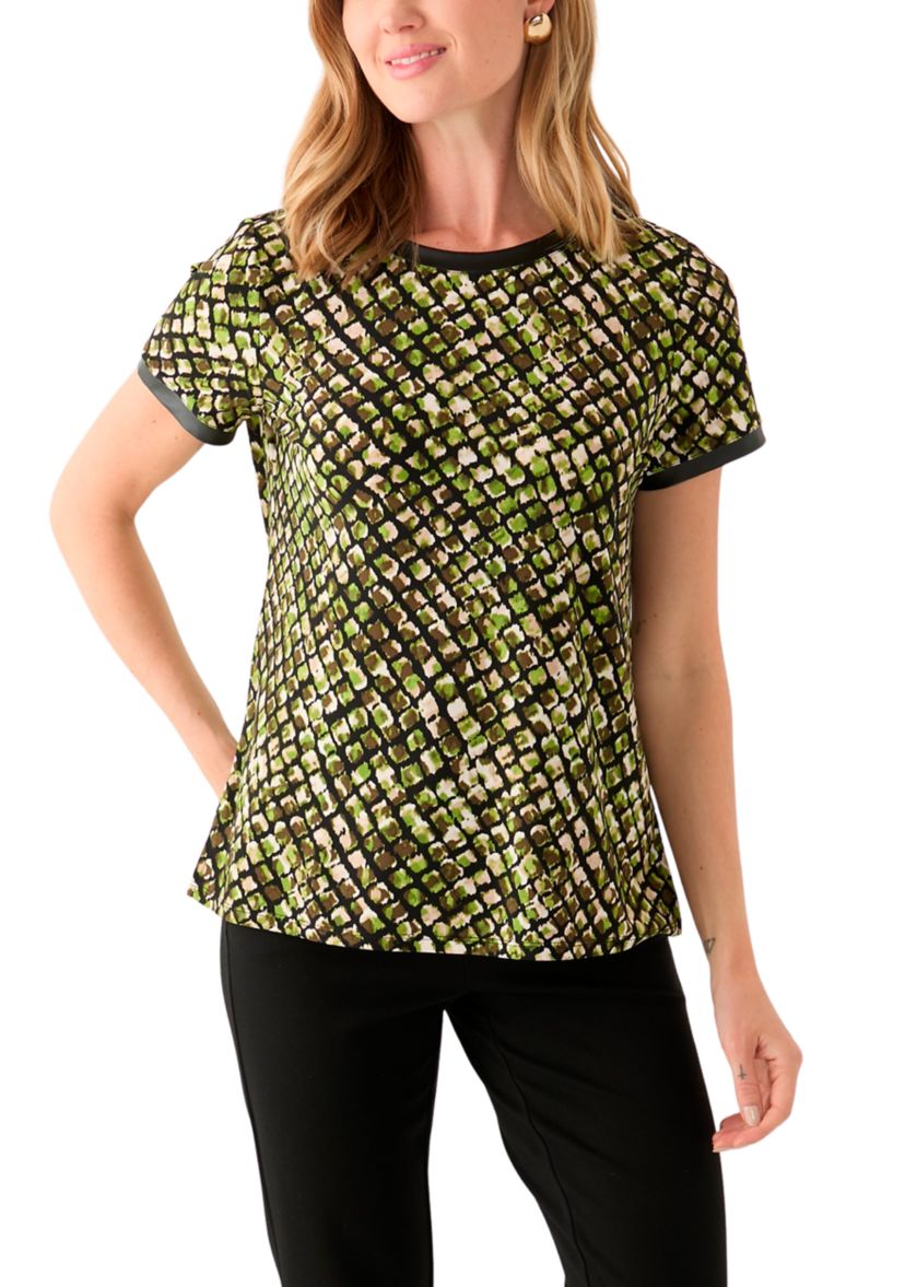 Petite Short Sleeve Button Back Knit 