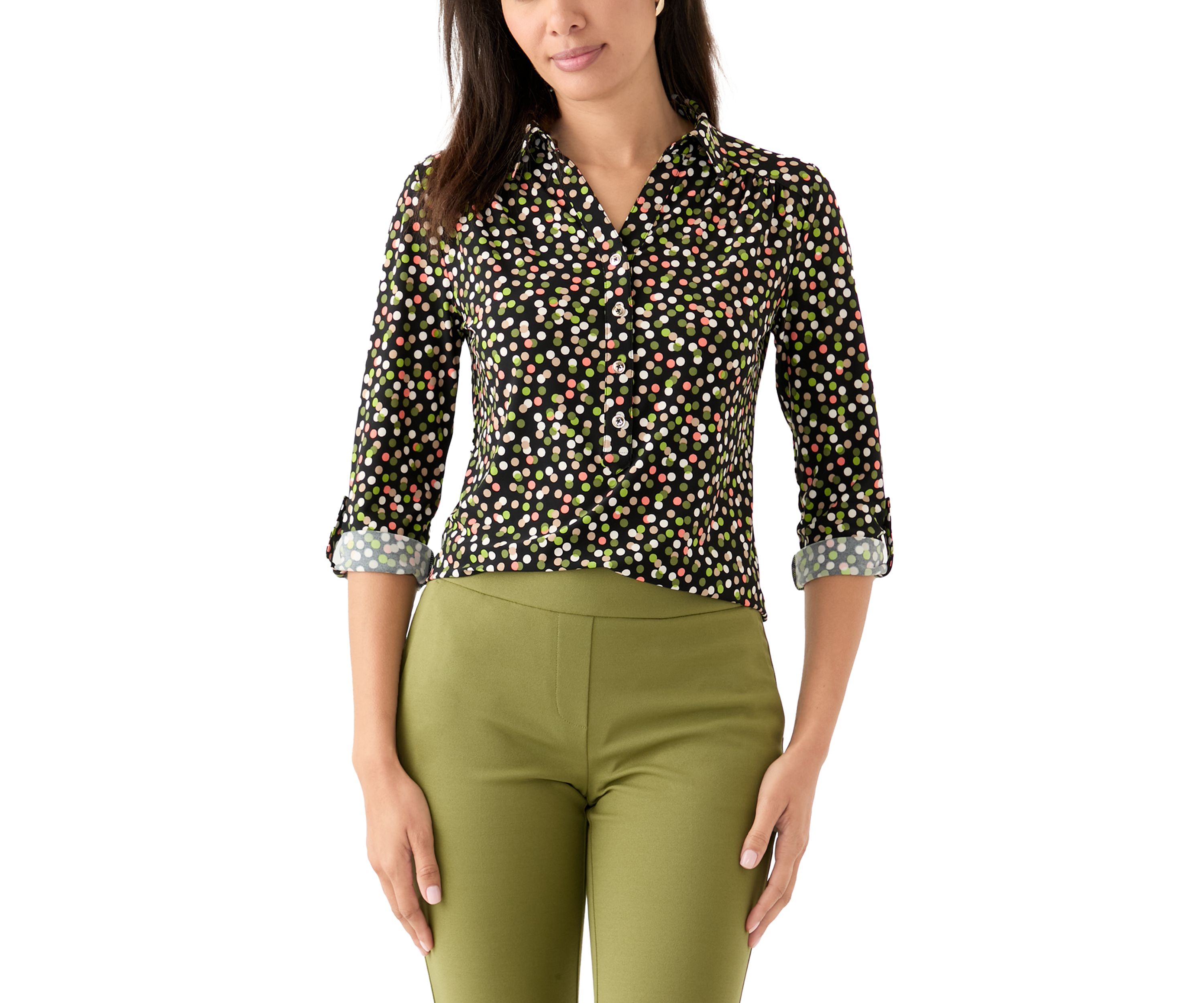 Womens Printed Scrunch Tab Top