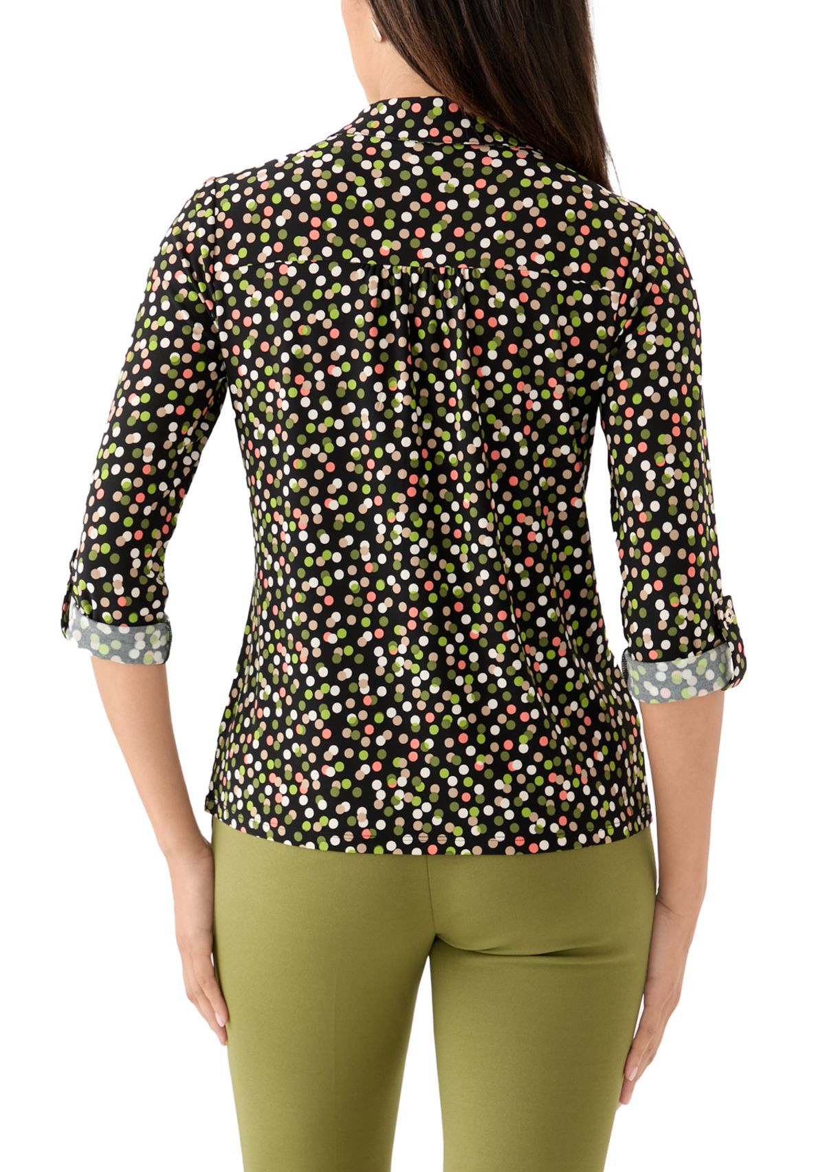 Womens Printed Scrunch Tab Top