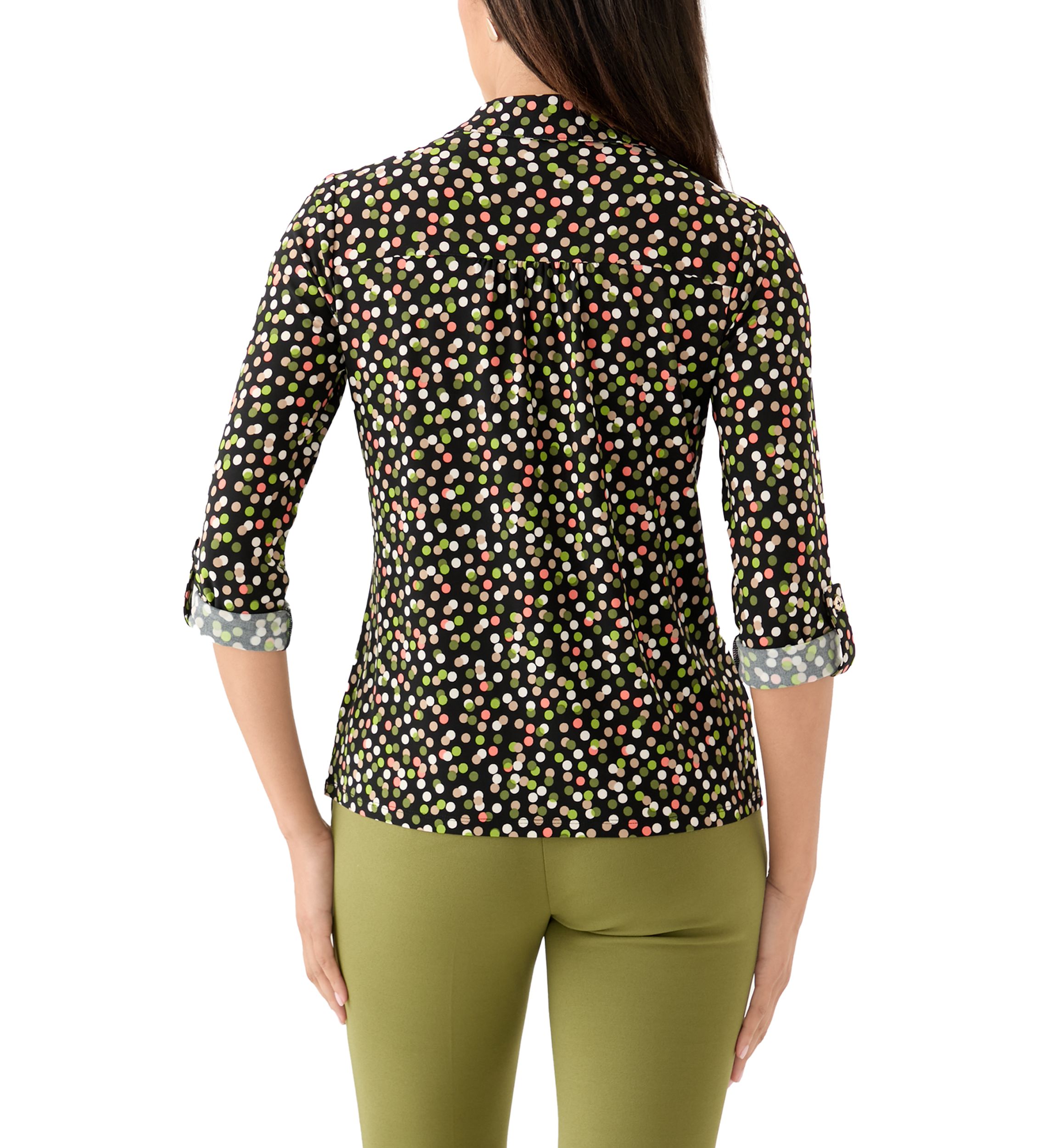 Womens Printed Scrunch Tab Top