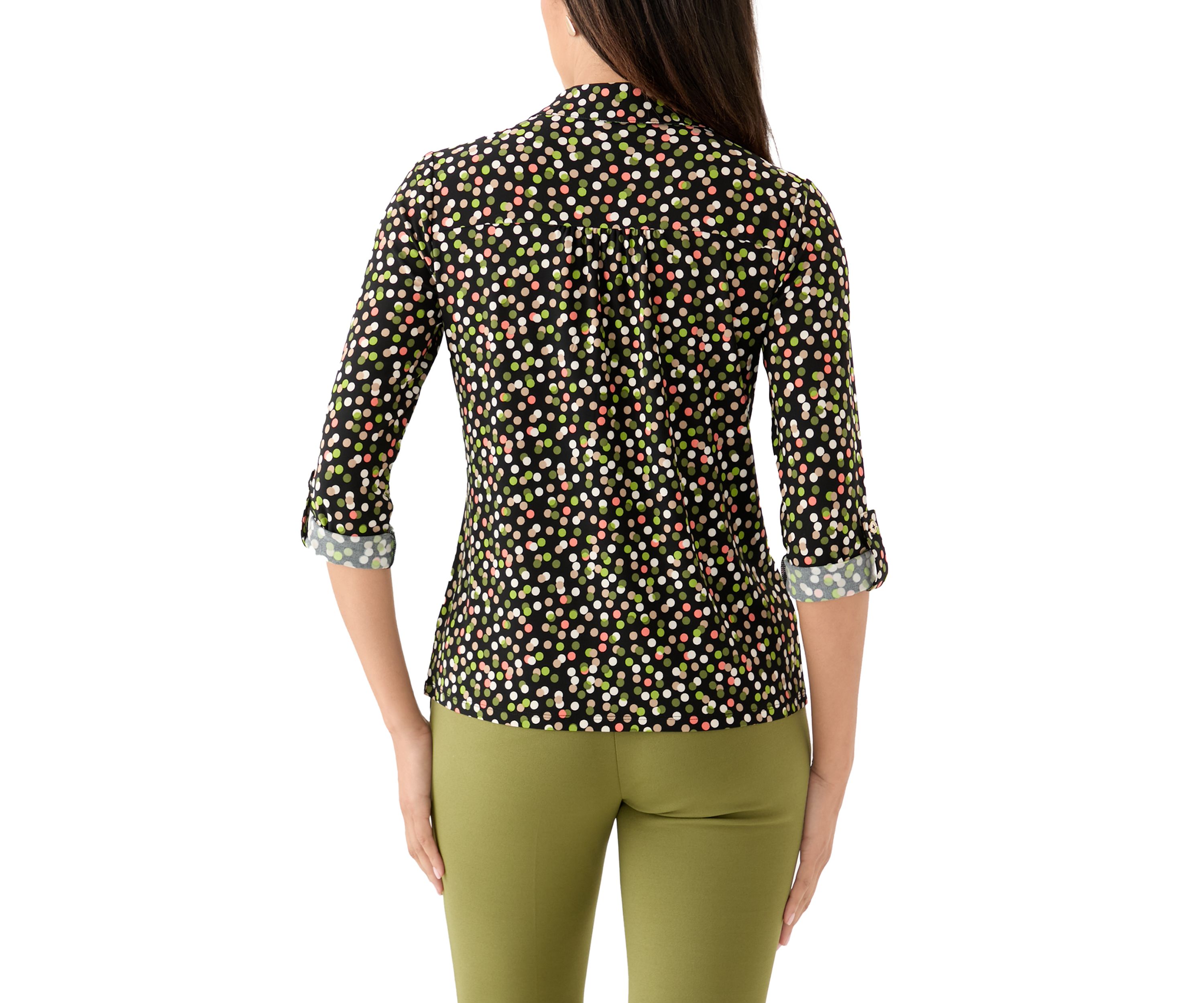Womens Printed Scrunch Tab Top