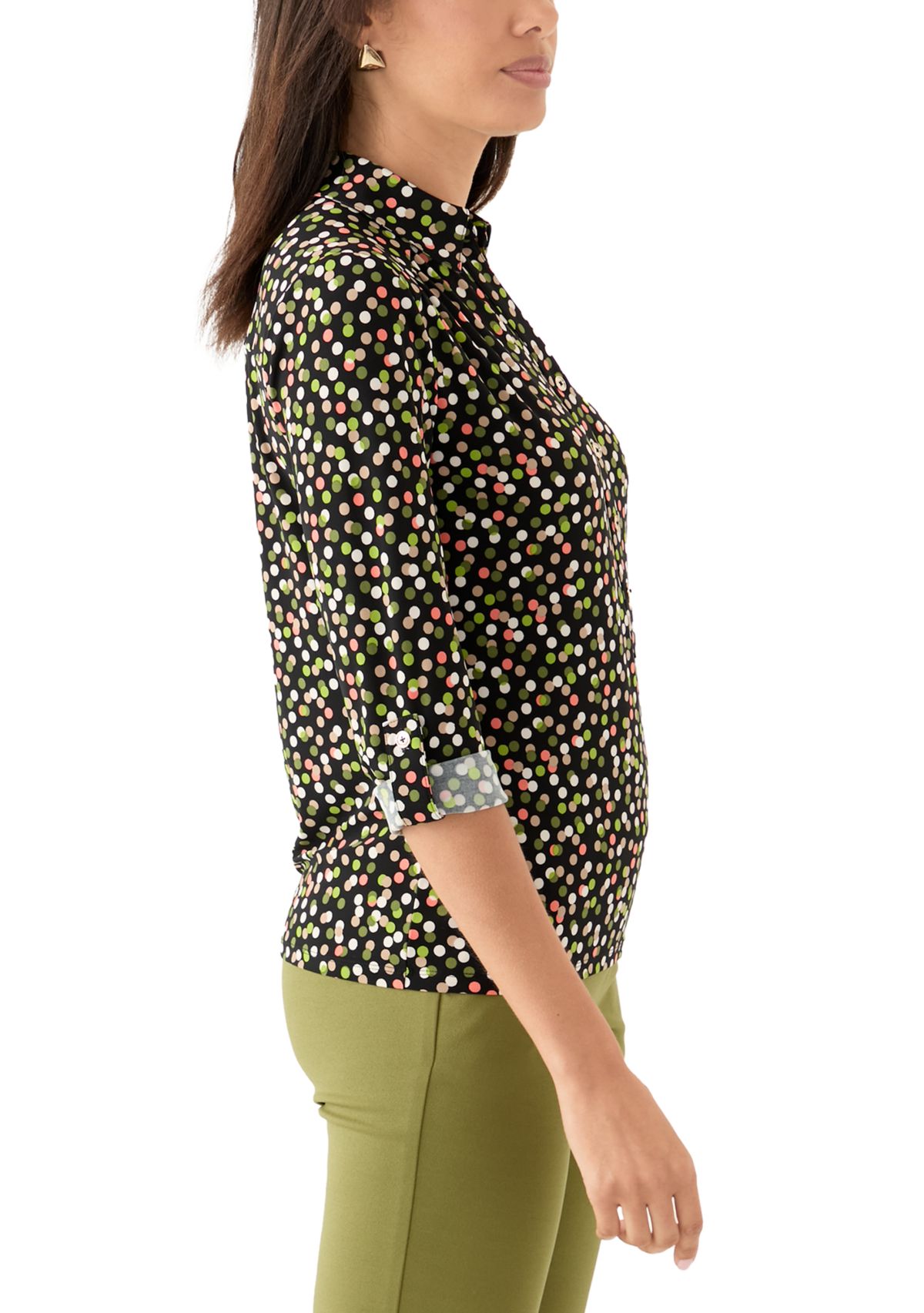 Womens Printed Scrunch Tab Top