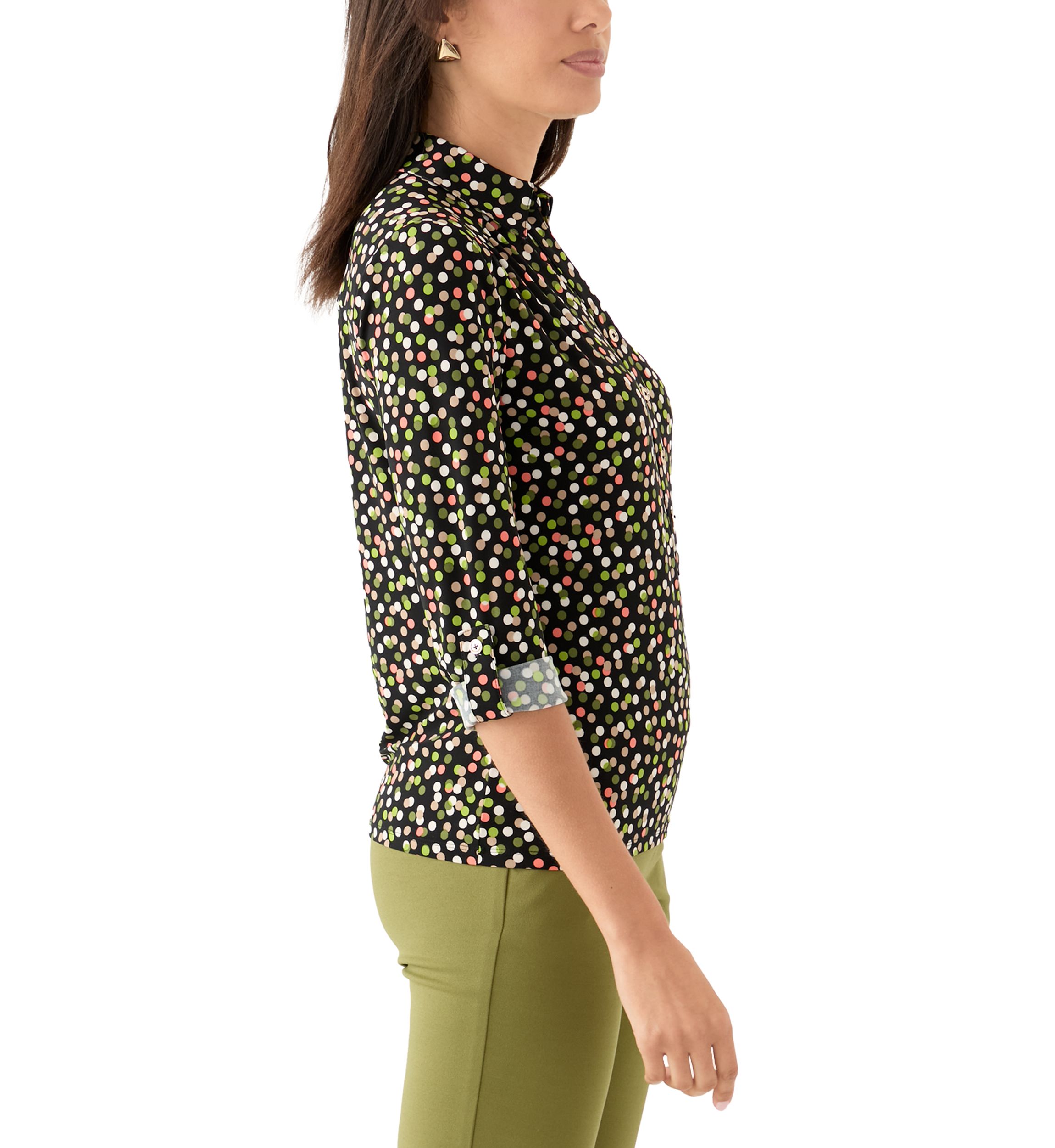 Womens Printed Scrunch Tab Top