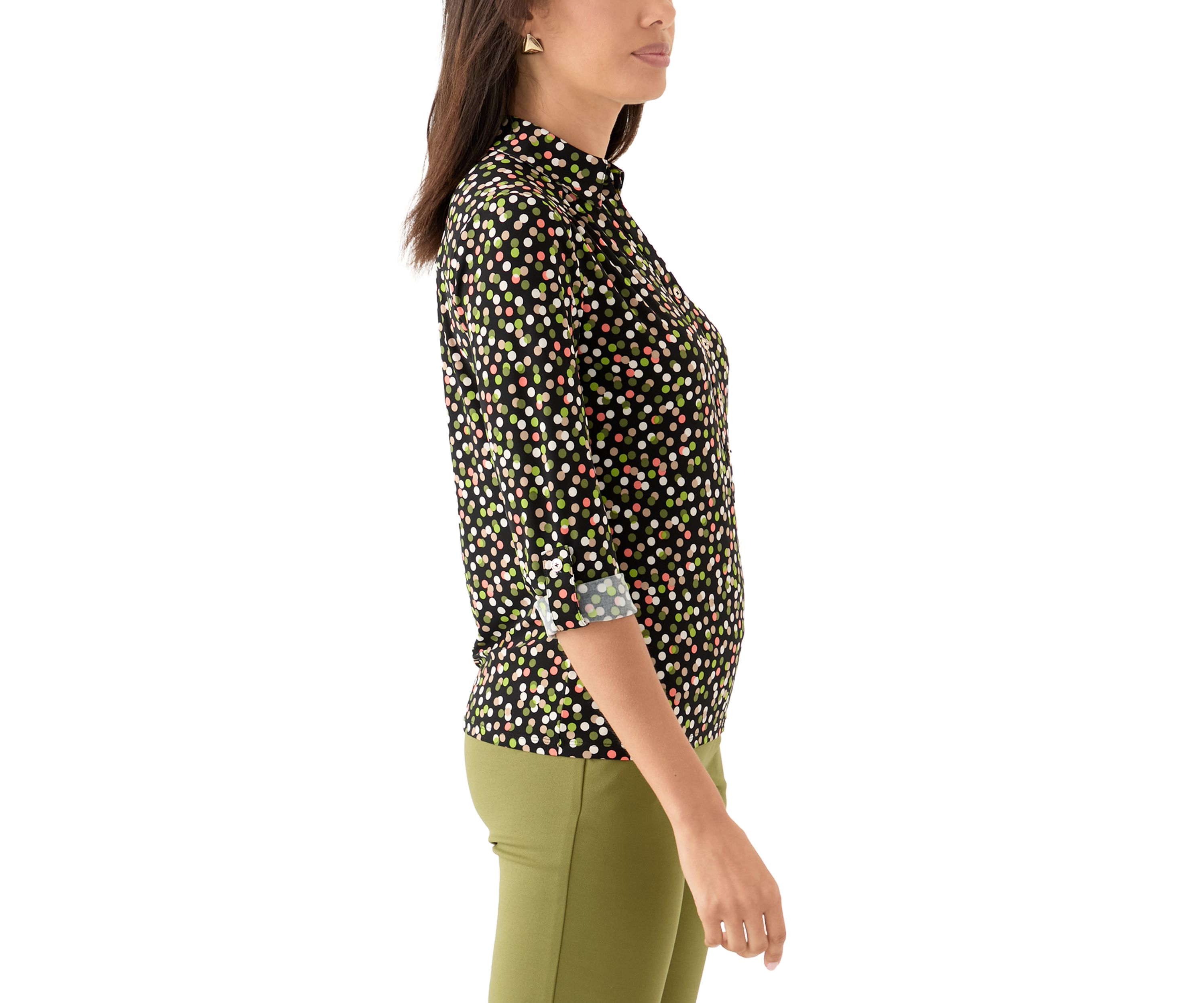 Womens Printed Scrunch Tab Top