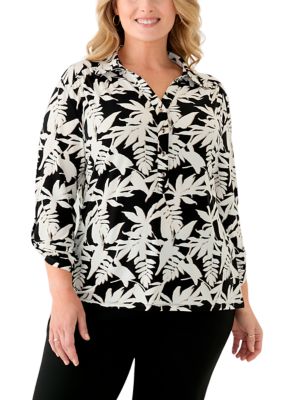 Anne Klein Plus Size 3/4 Sleeve Button Down Blouse | Belk