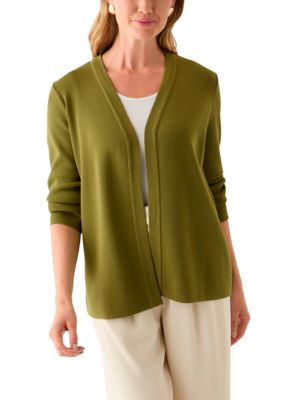 AK Anne Klein Women's Petite Long Sleeve Open Front Cardigan