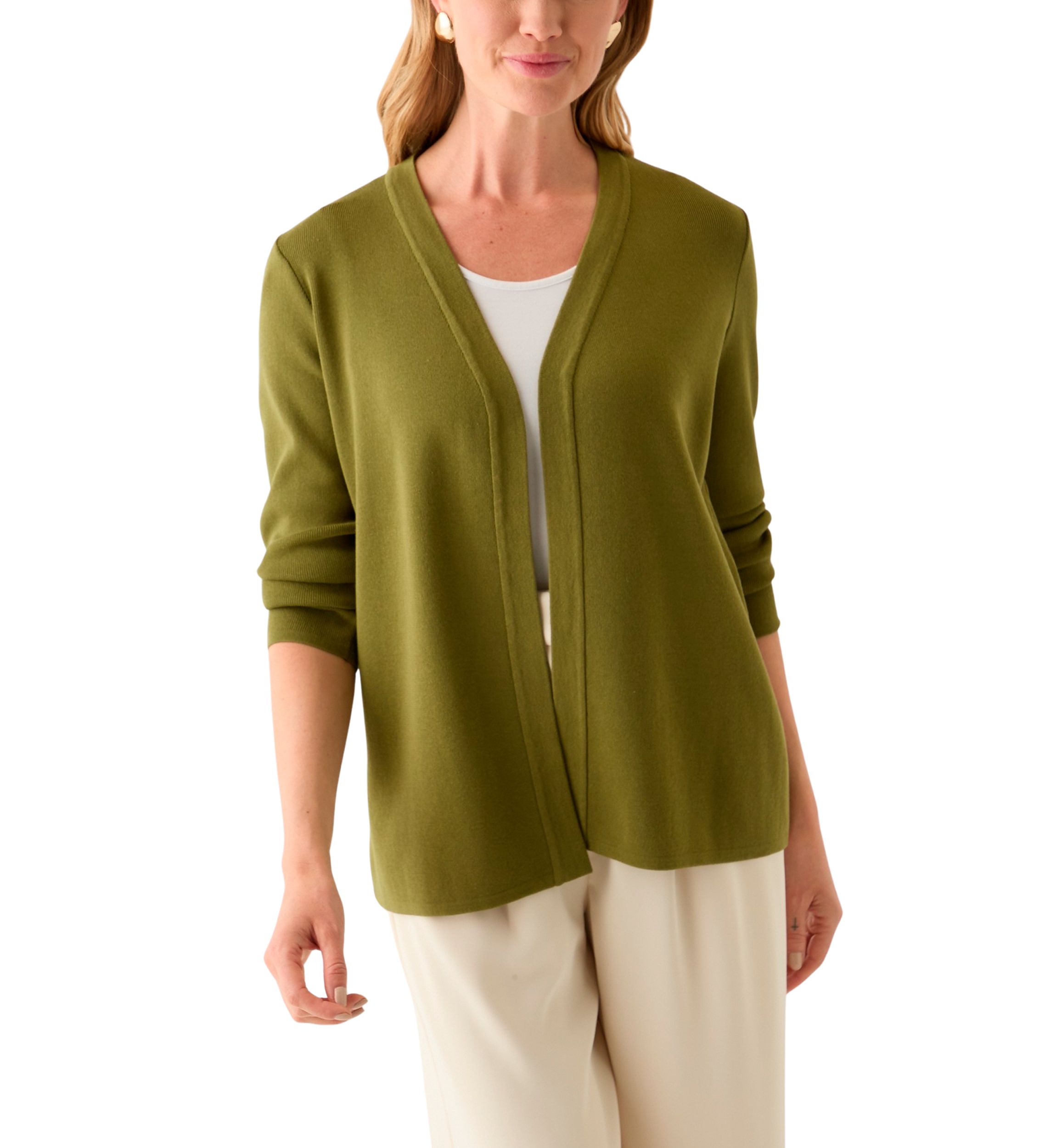 Petite Long Sleeve Open Front Cardigan