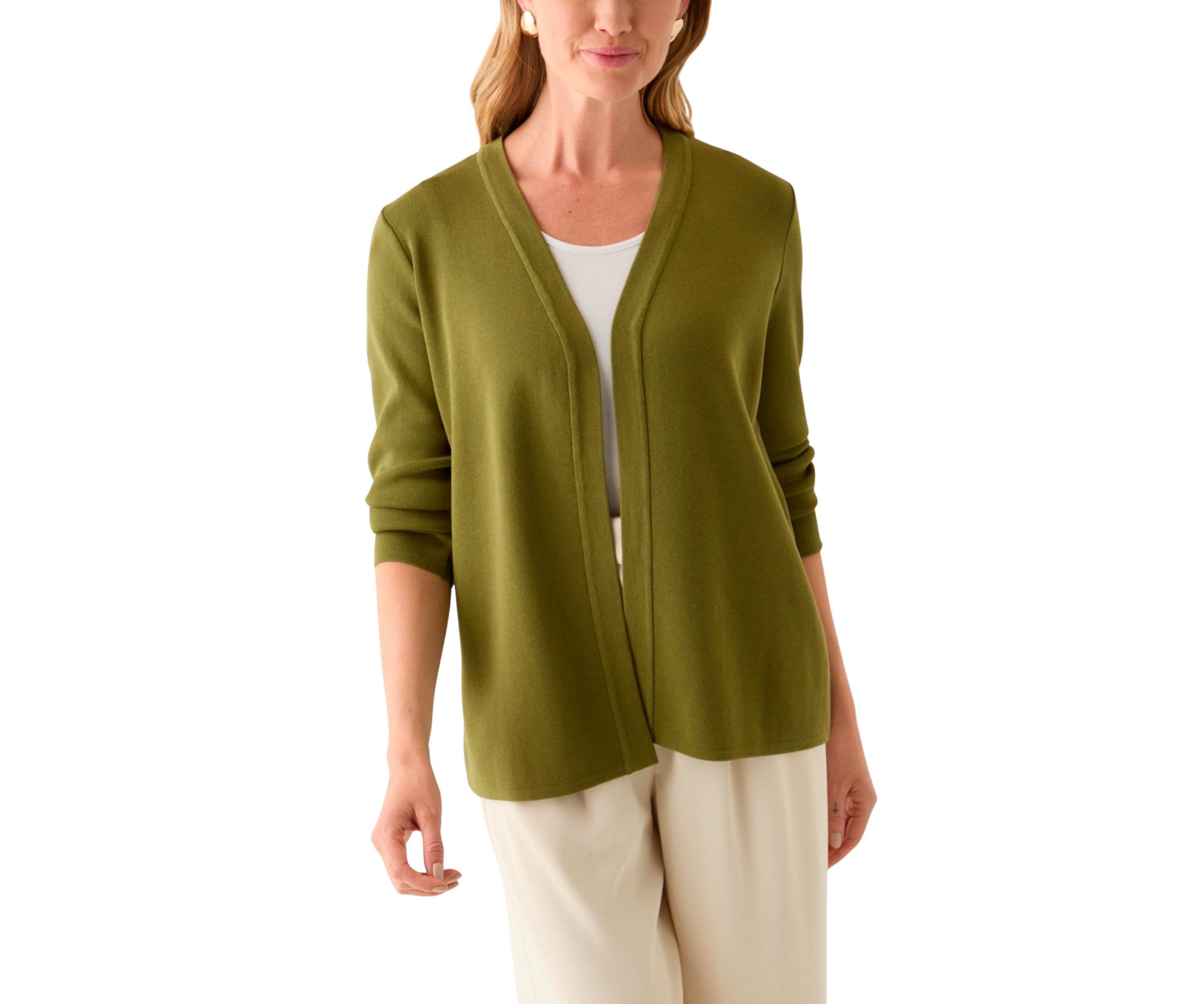 Petite Long Sleeve Open Front Cardigan