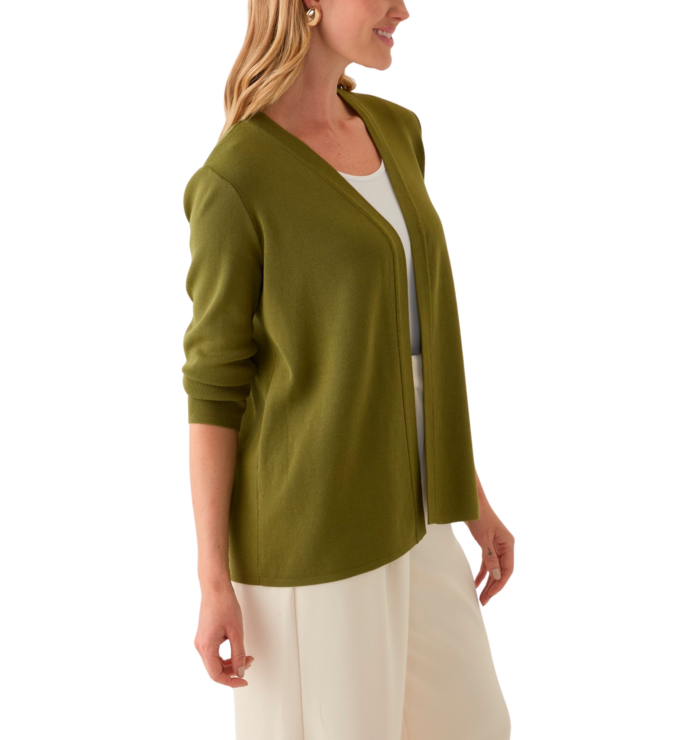 Petite Long Sleeve Open Front Cardigan