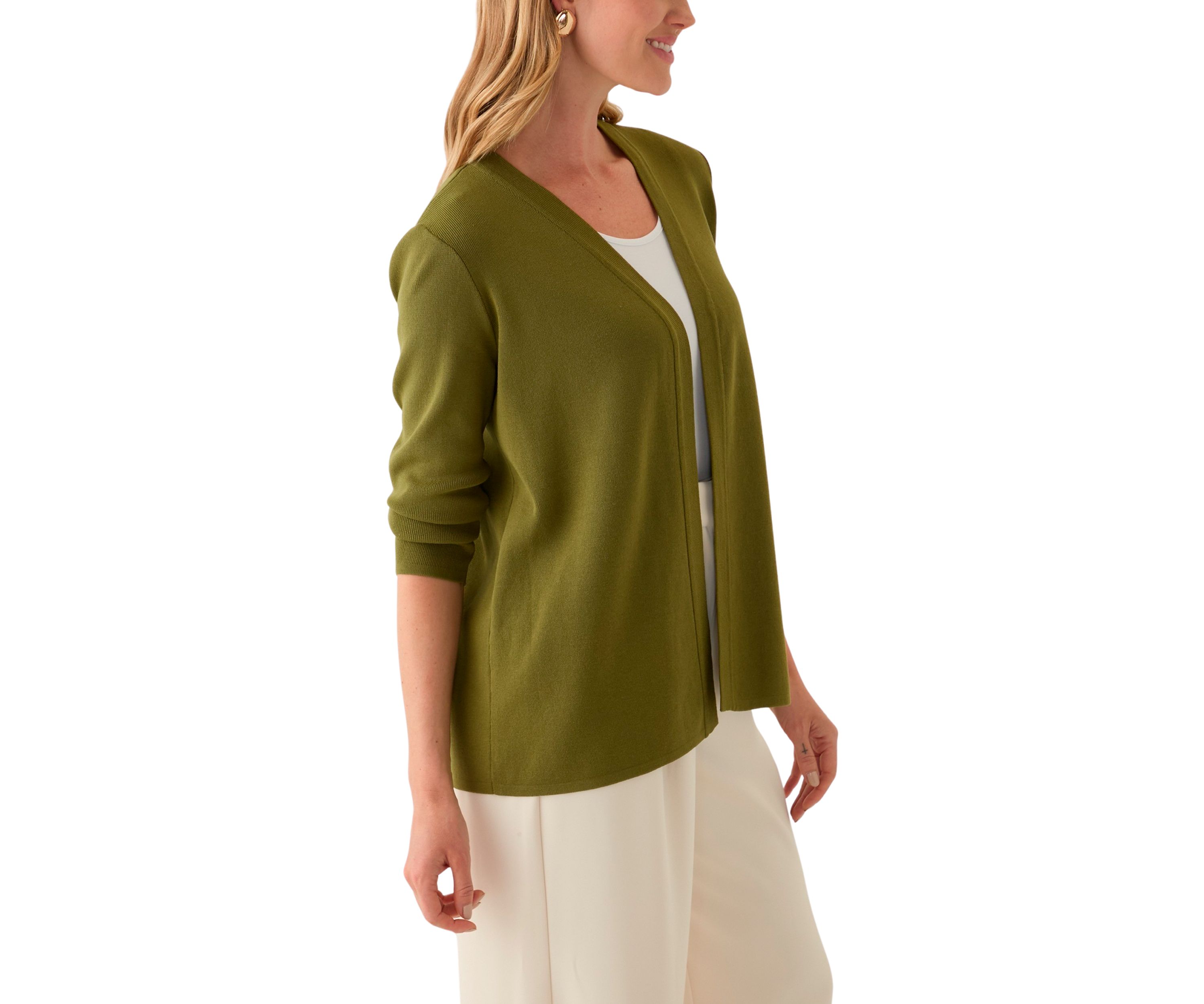 Petite Long Sleeve Open Front Cardigan