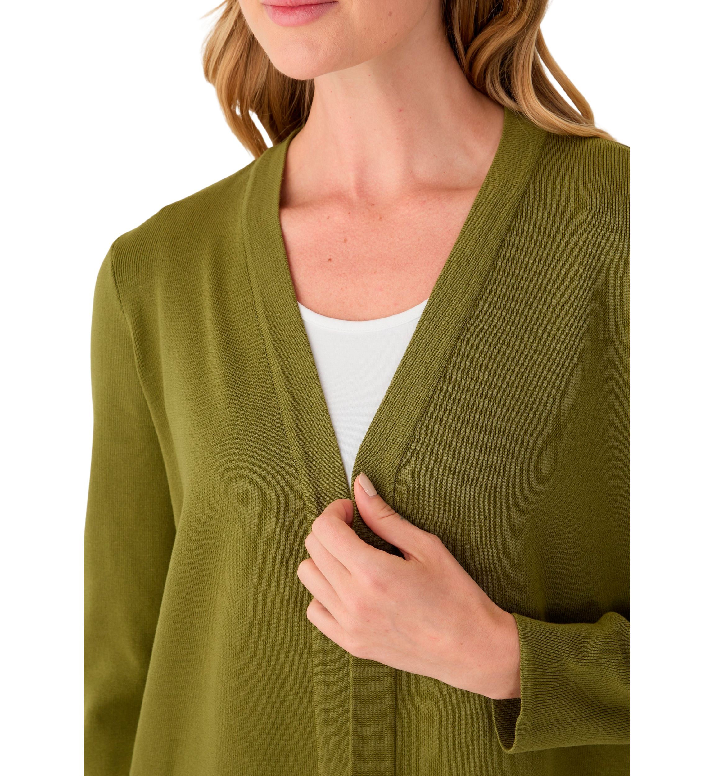 Petite Long Sleeve Open Front Cardigan
