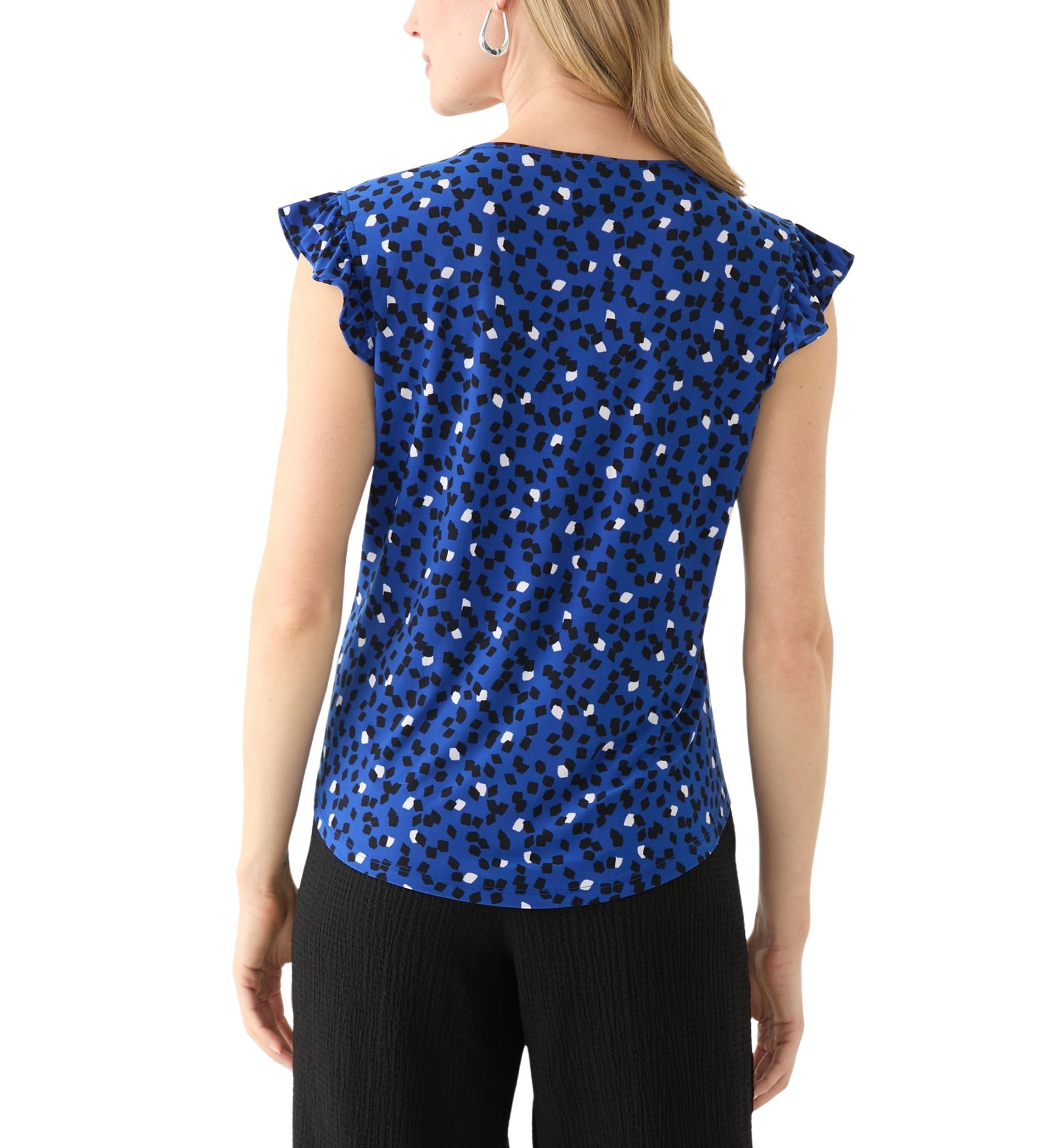 Petite Short Sleeve Button Front Blouse