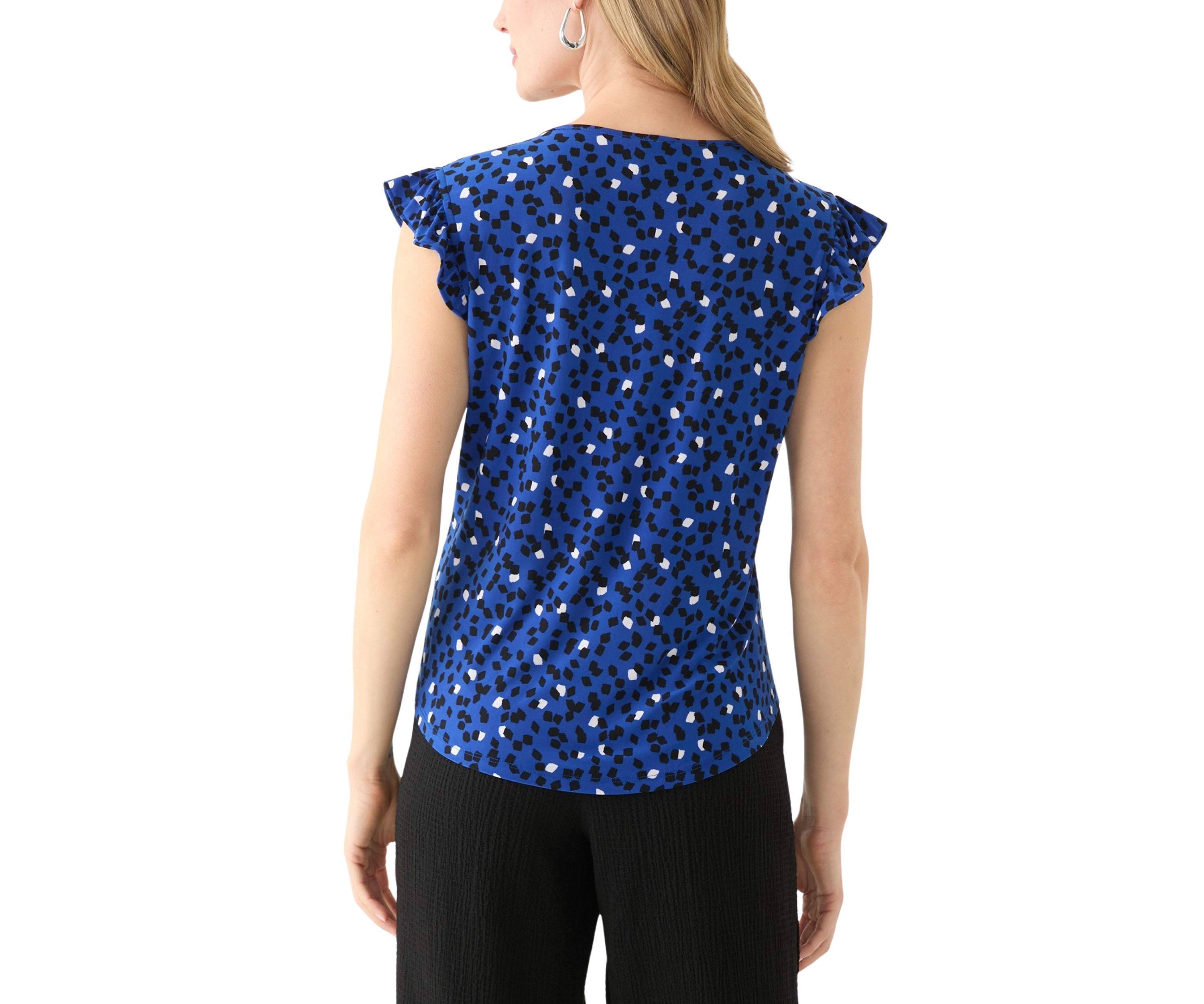 Petite Short Sleeve Button Front Blouse