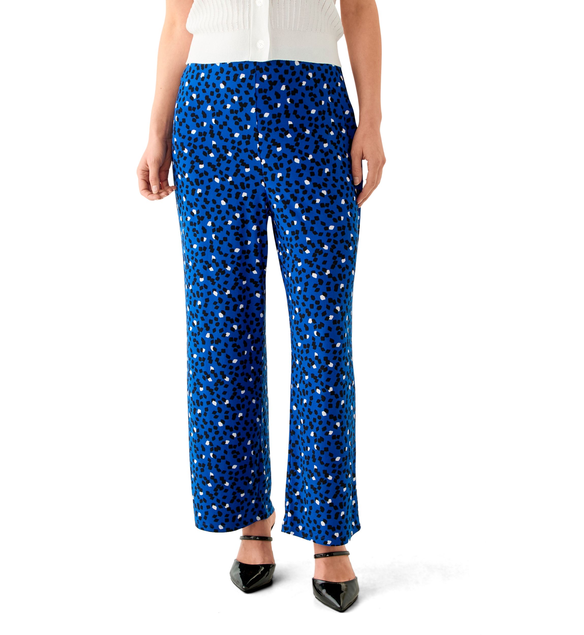 Petite Pull On Wide Leg Printed Pants