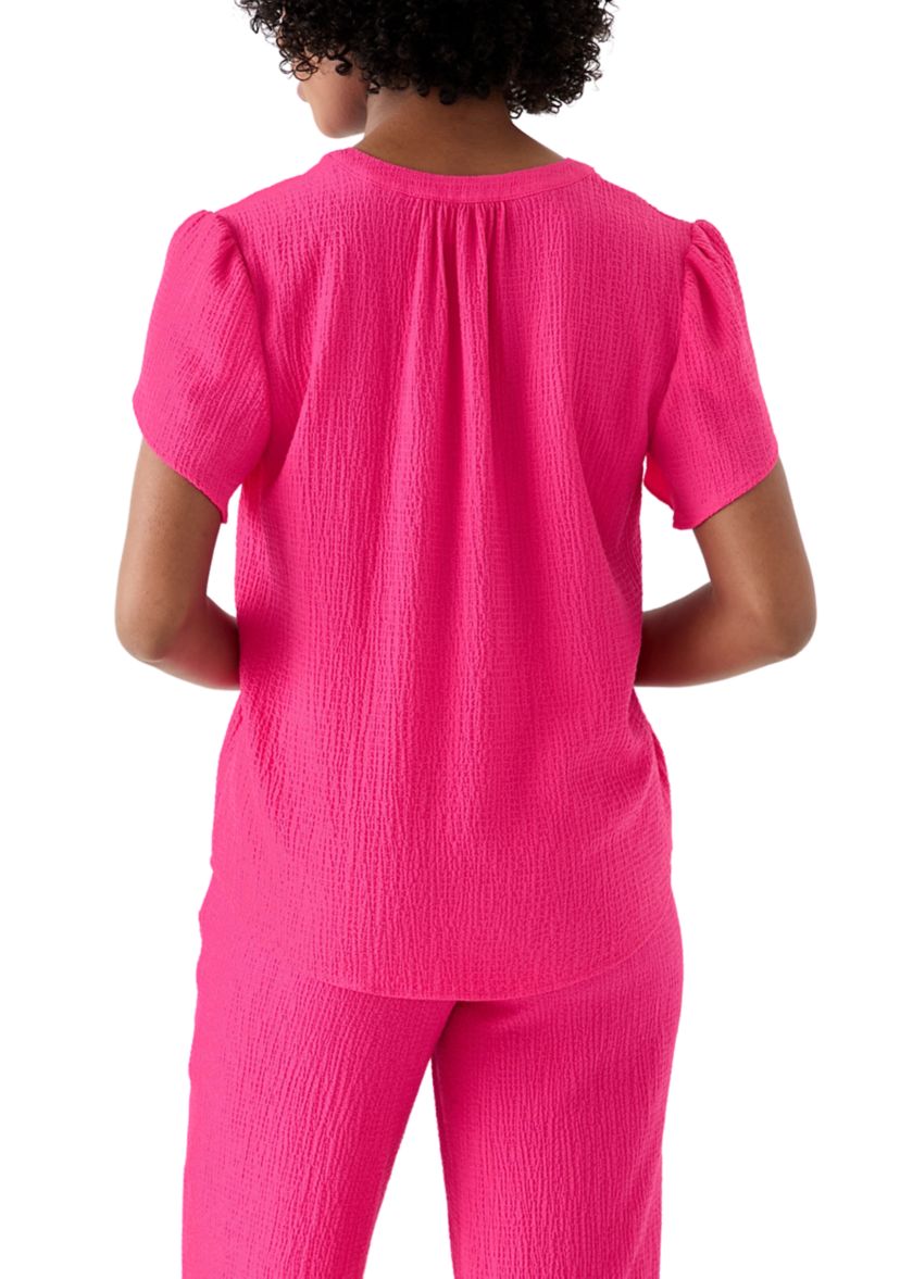 Womens Split Neck Tulip Sleeve Top