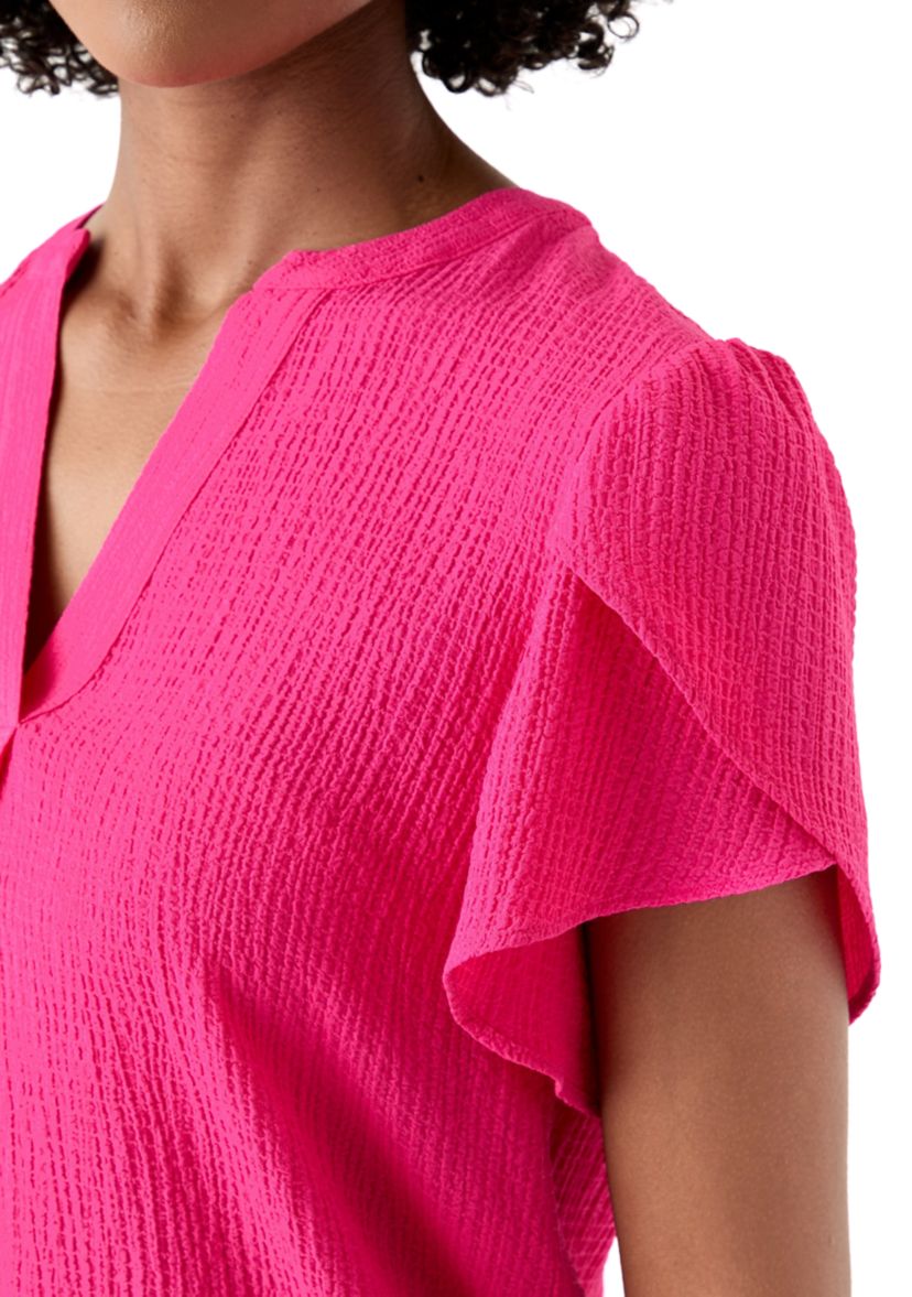 Womens Split Neck Tulip Sleeve Top