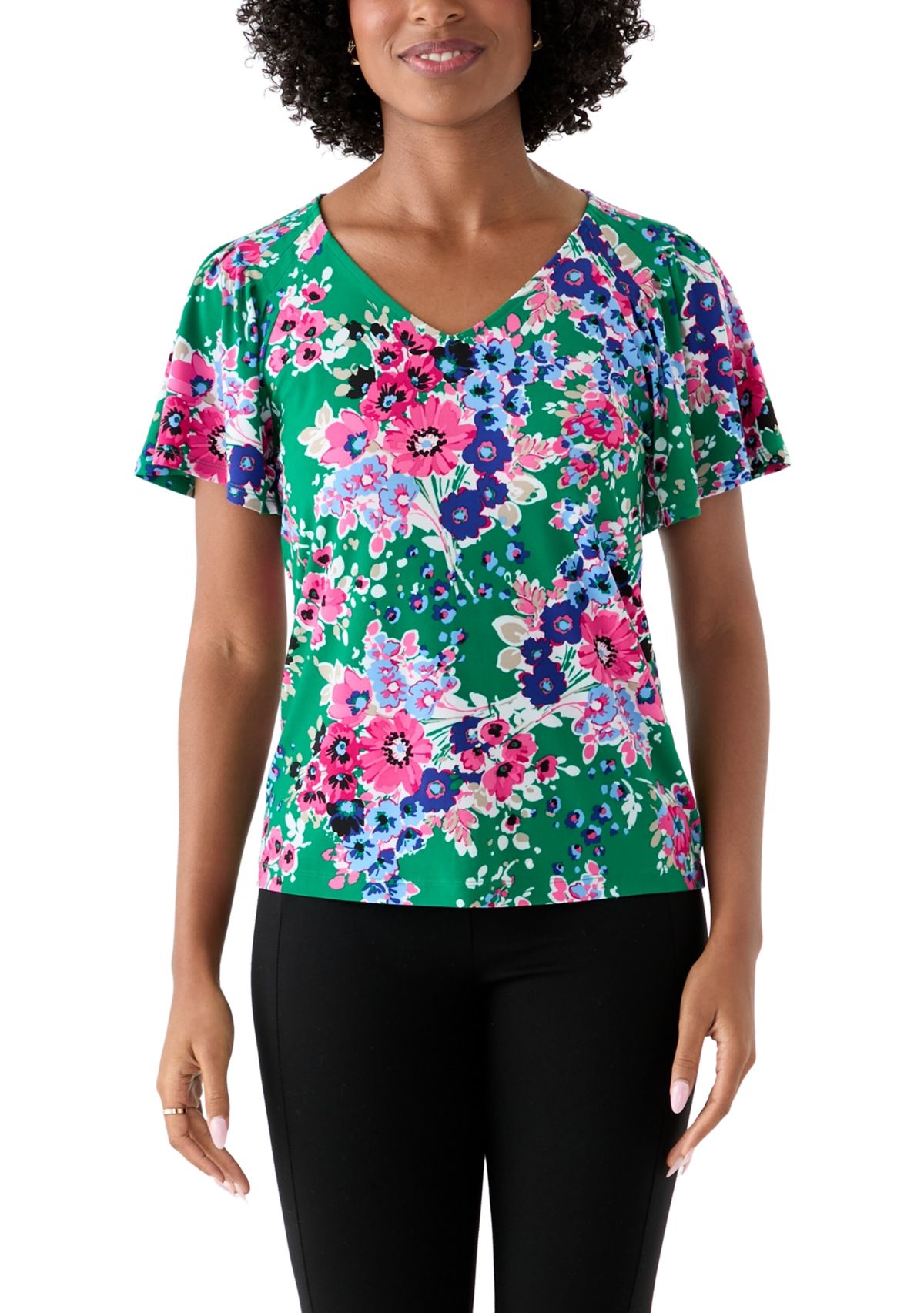 Womens Printed Pleated Top