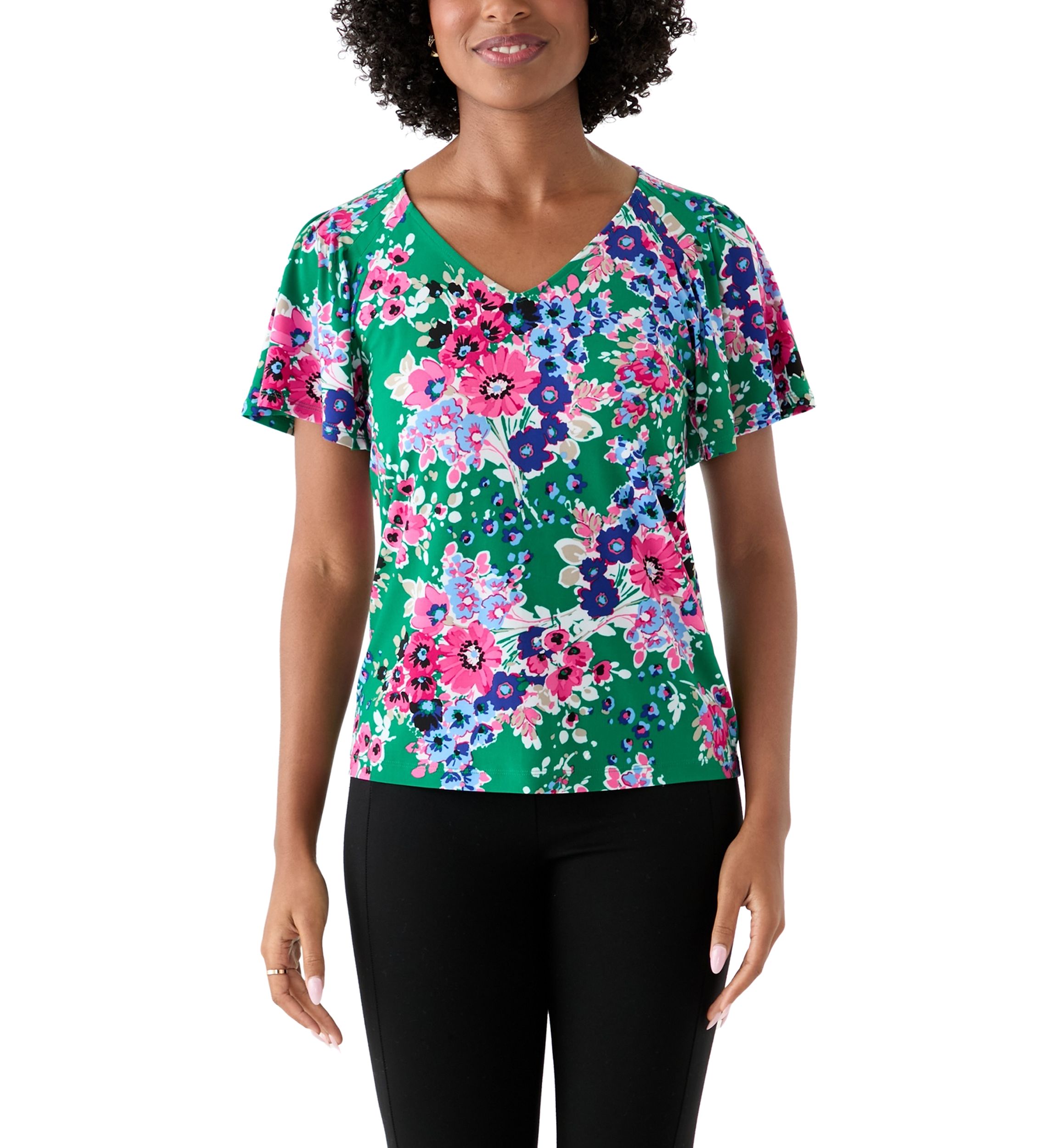 Womens Printed Pleated Top