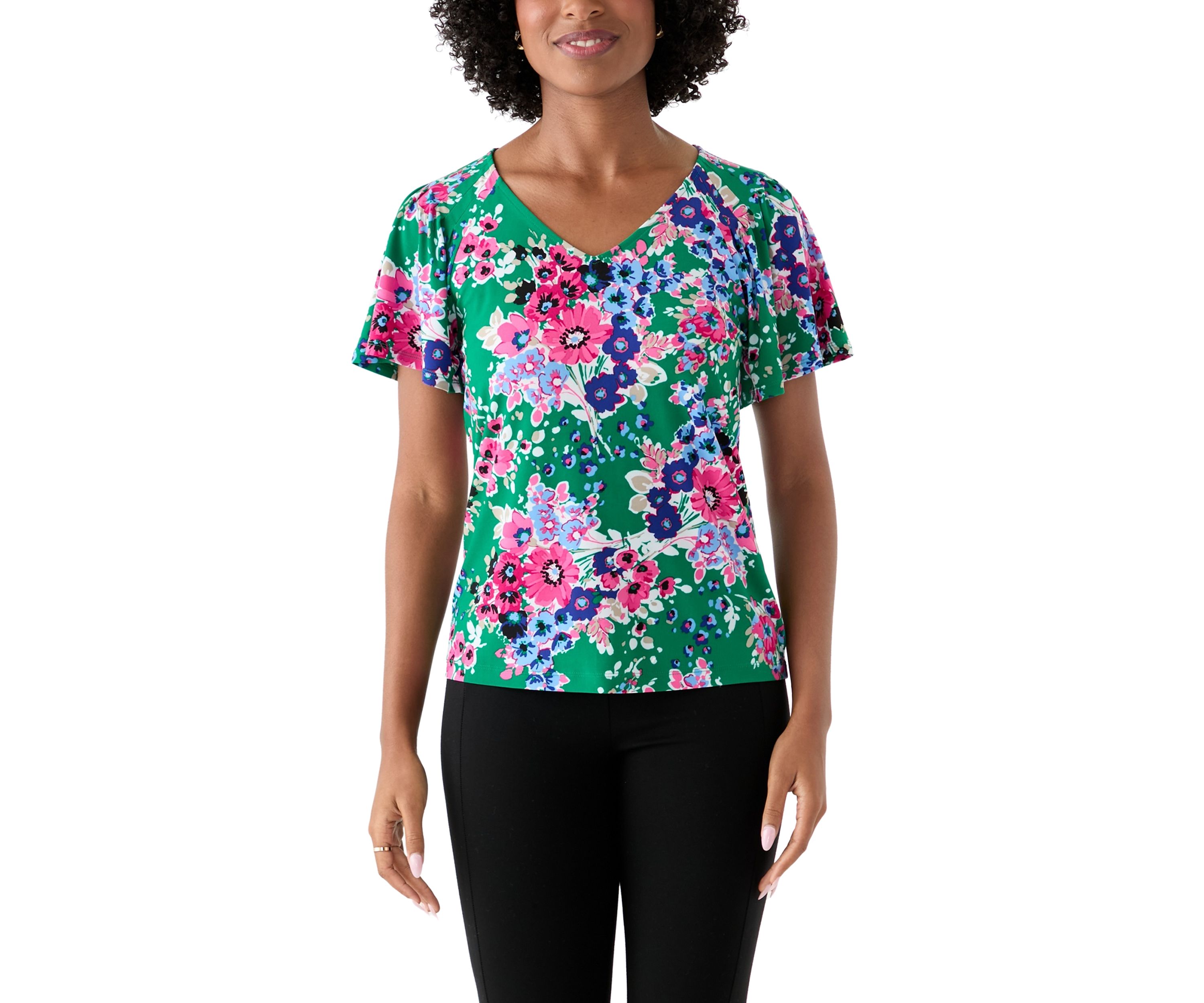 Womens Printed Pleated Top