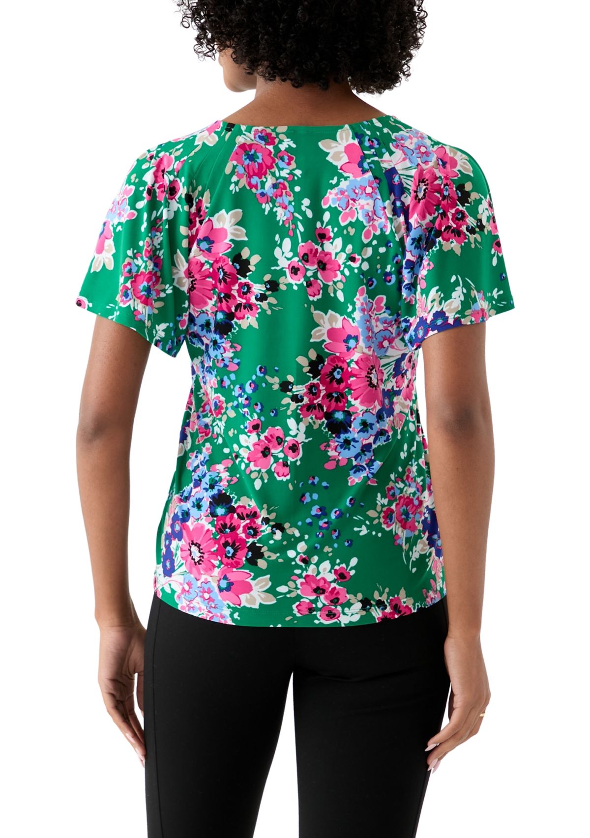 Womens Printed Pleated Top