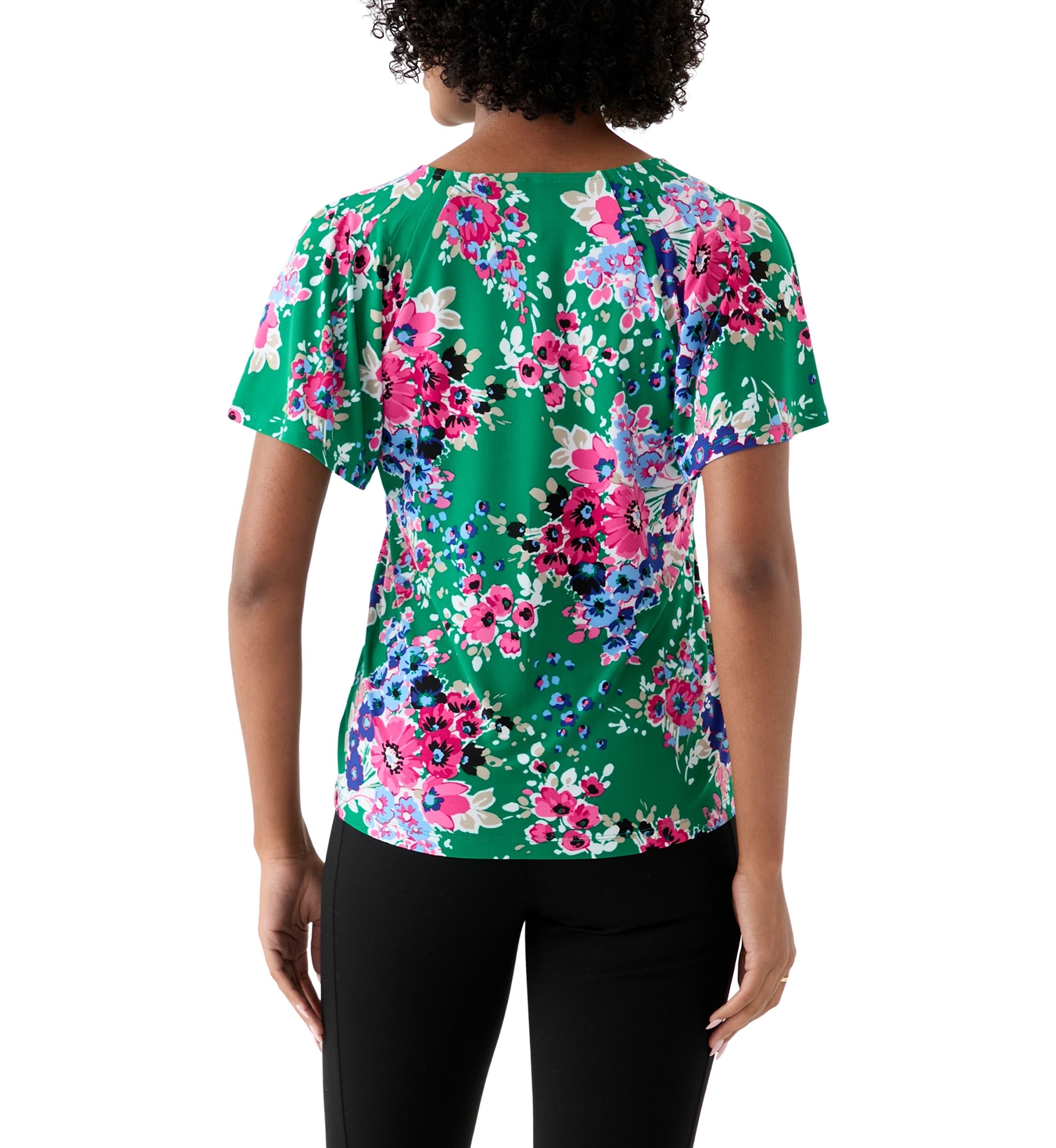Womens Printed Pleated Top