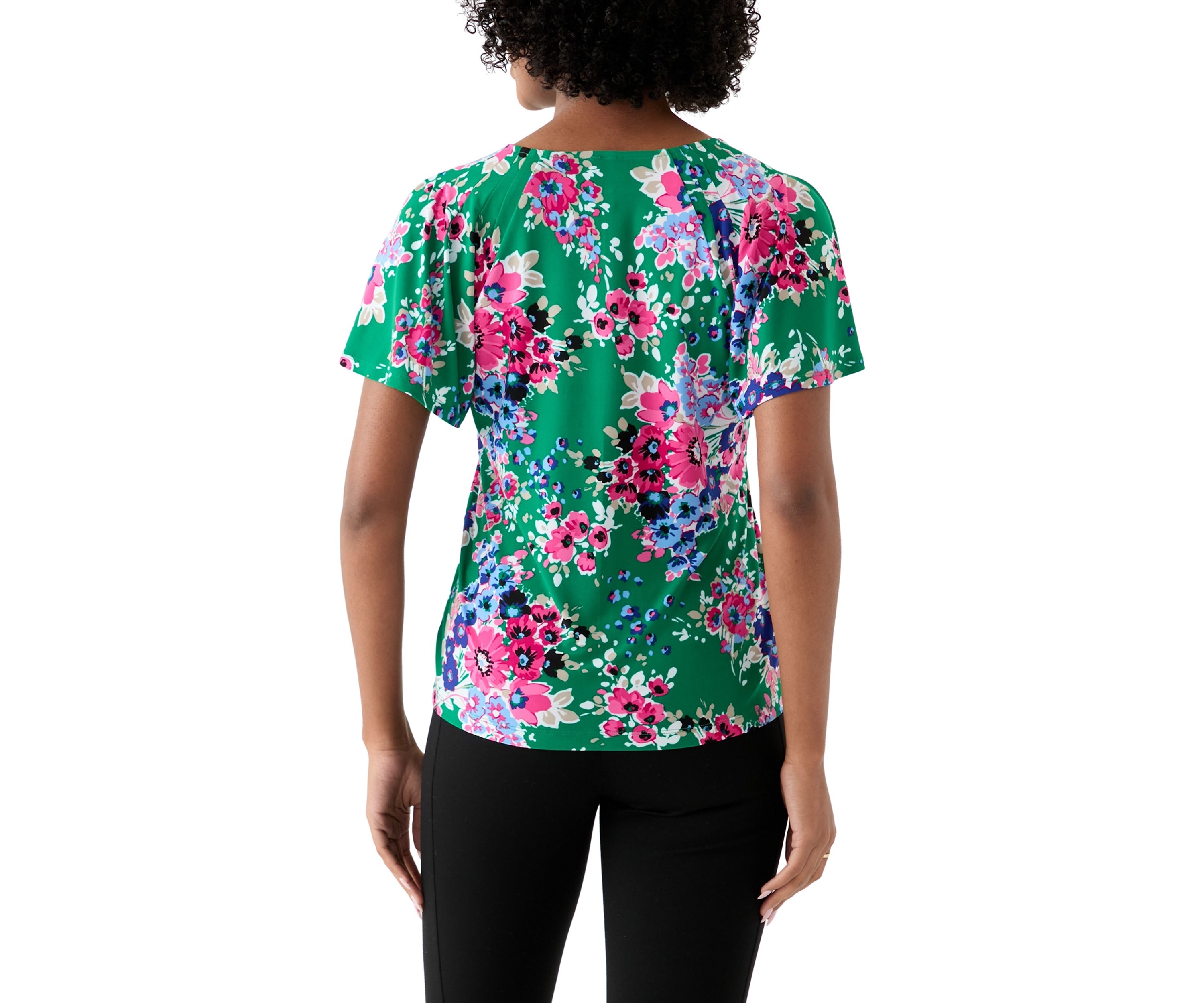 Womens Printed Pleated Top
