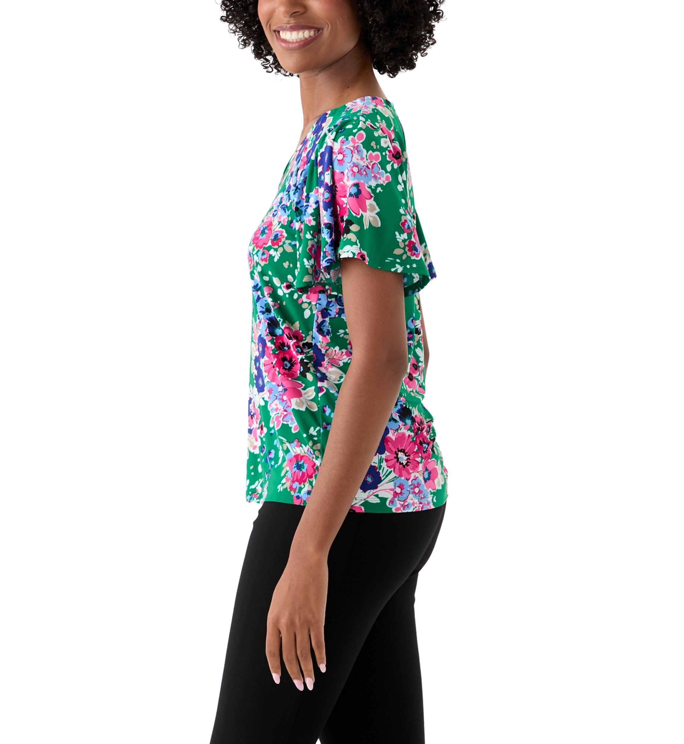 Womens Printed Pleated Top