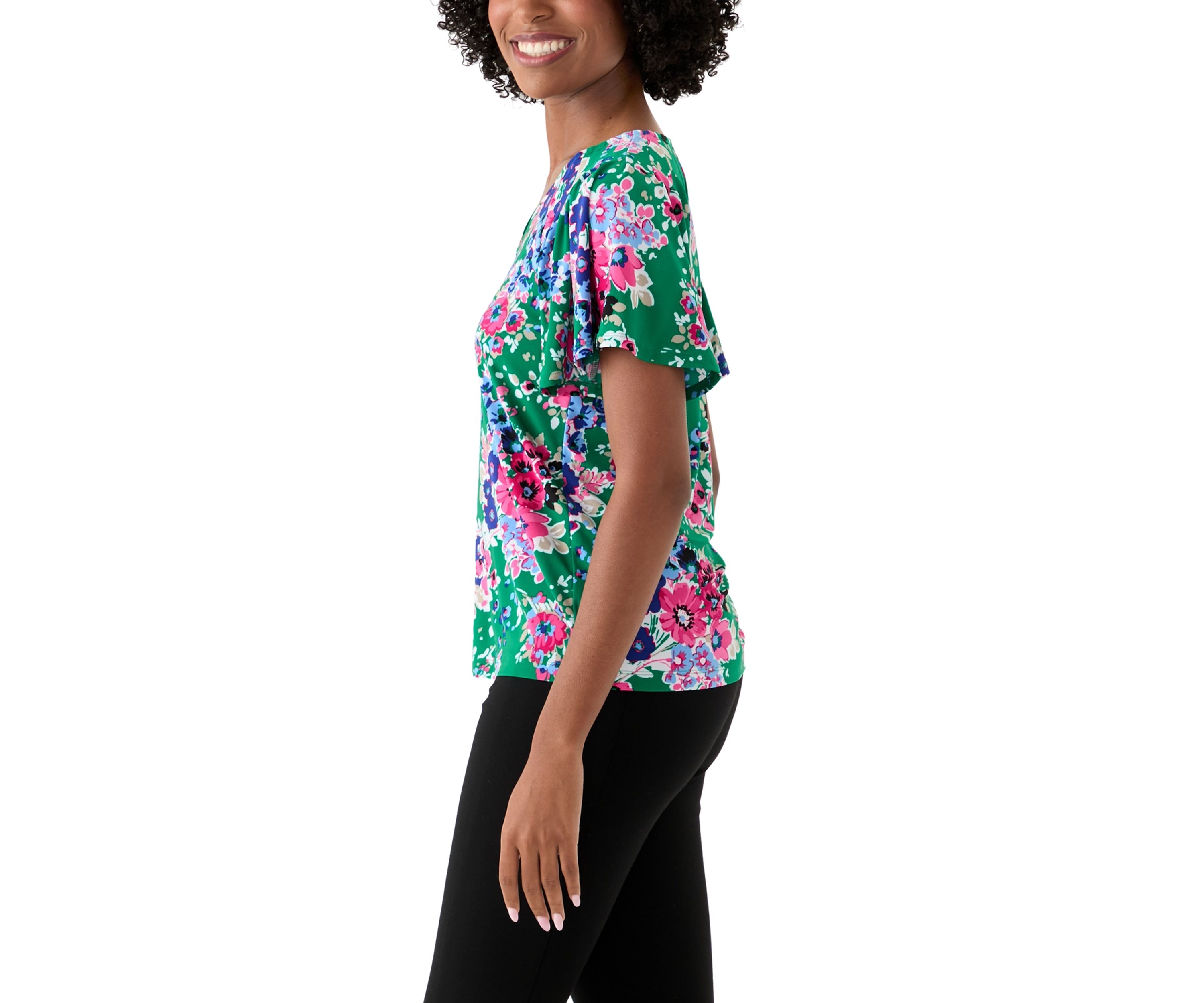 Womens Printed Pleated Top