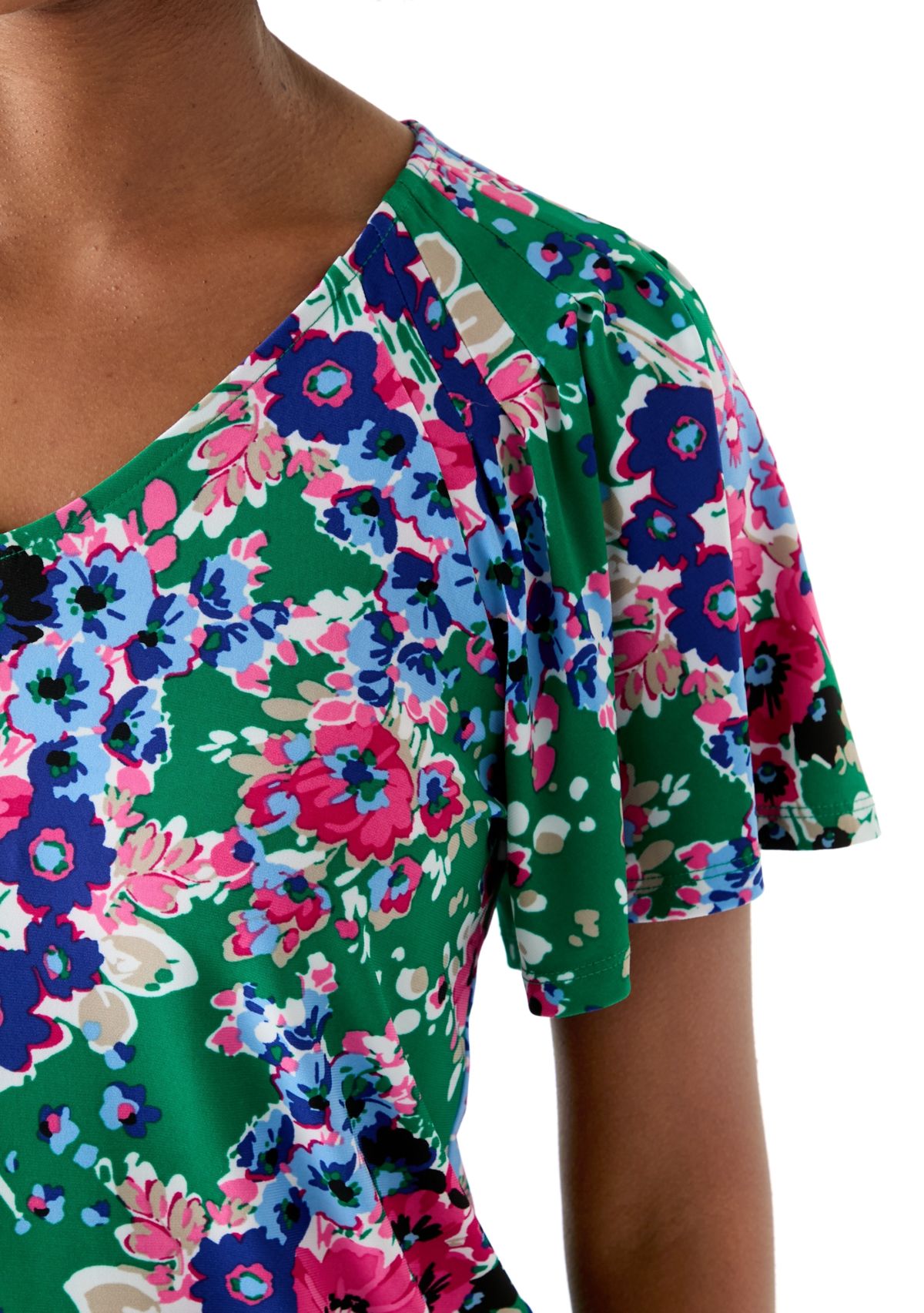 Womens Printed Pleated Top