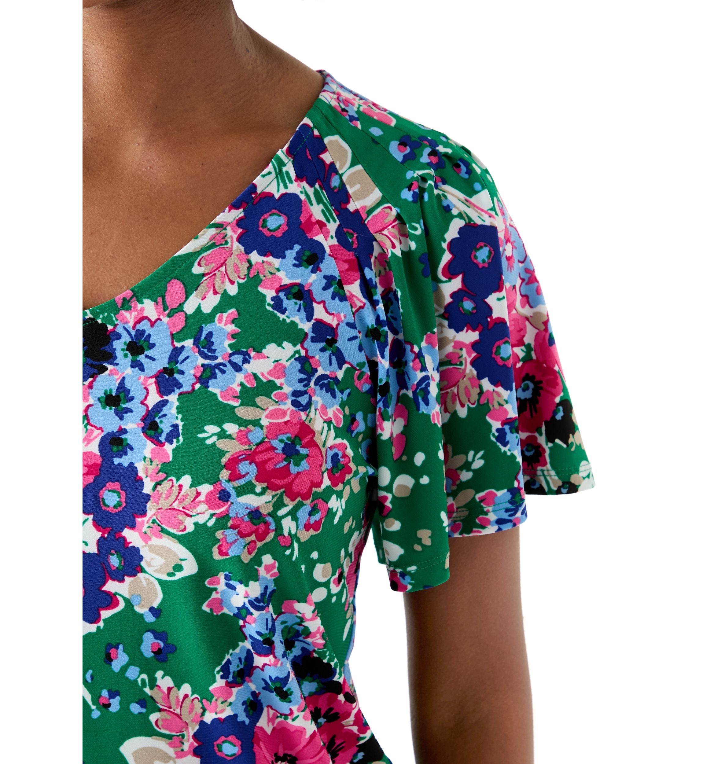 Womens Printed Pleated Top