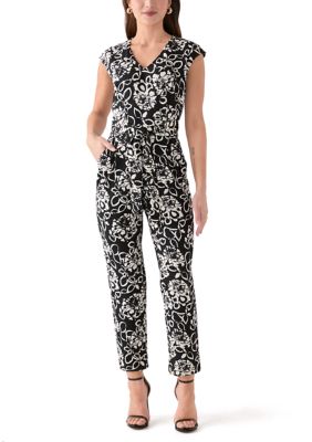 AK Anne Klein Women's Printed Cap Sleeve Jumpsuit
